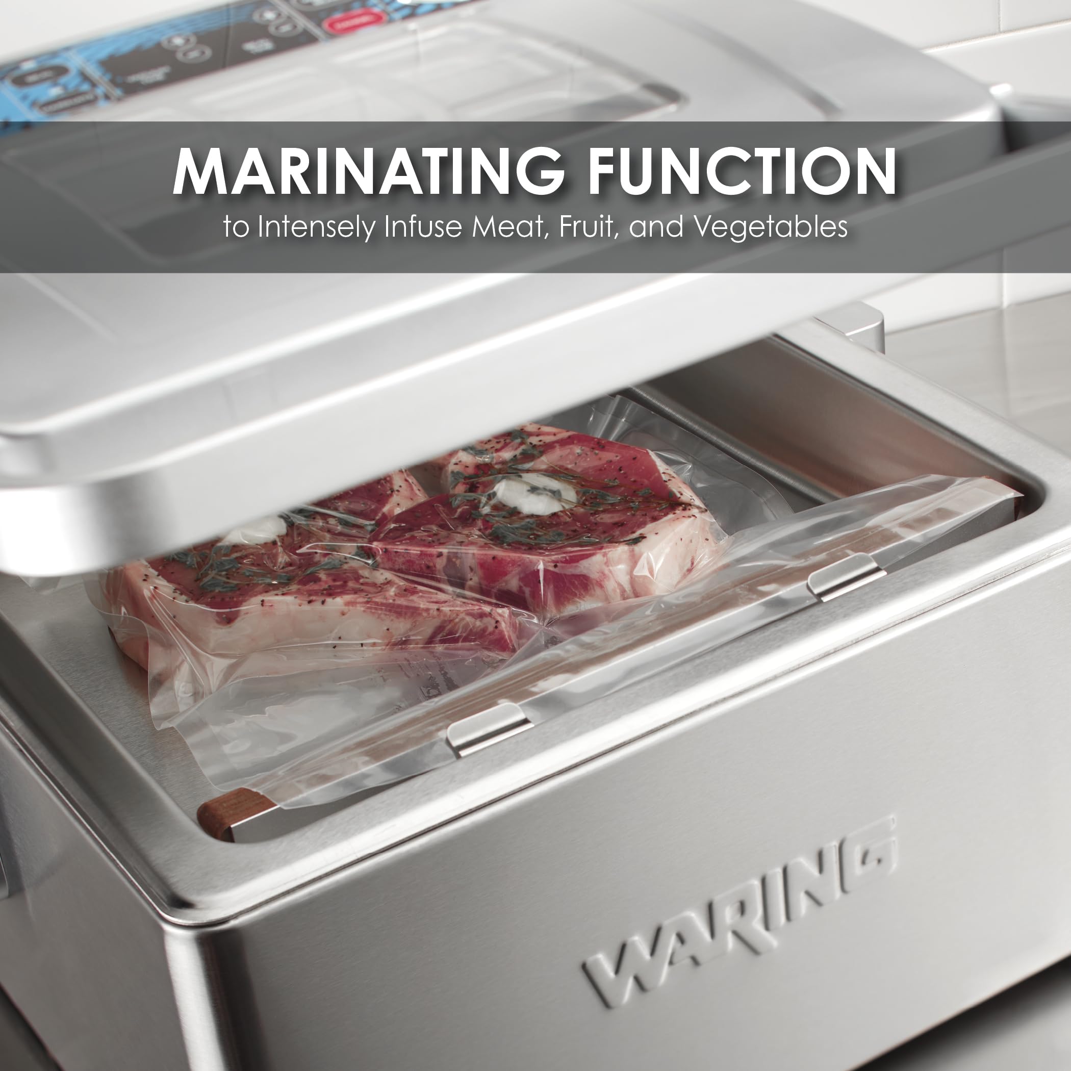 Waring Commercial WCV300 Vacuum Sealer - 2 Gallon Capacity, Silver | Food Preservation for Home & Restaurant Use | Perfect for Sous Vide, Meal Prep & Long-Term Storage