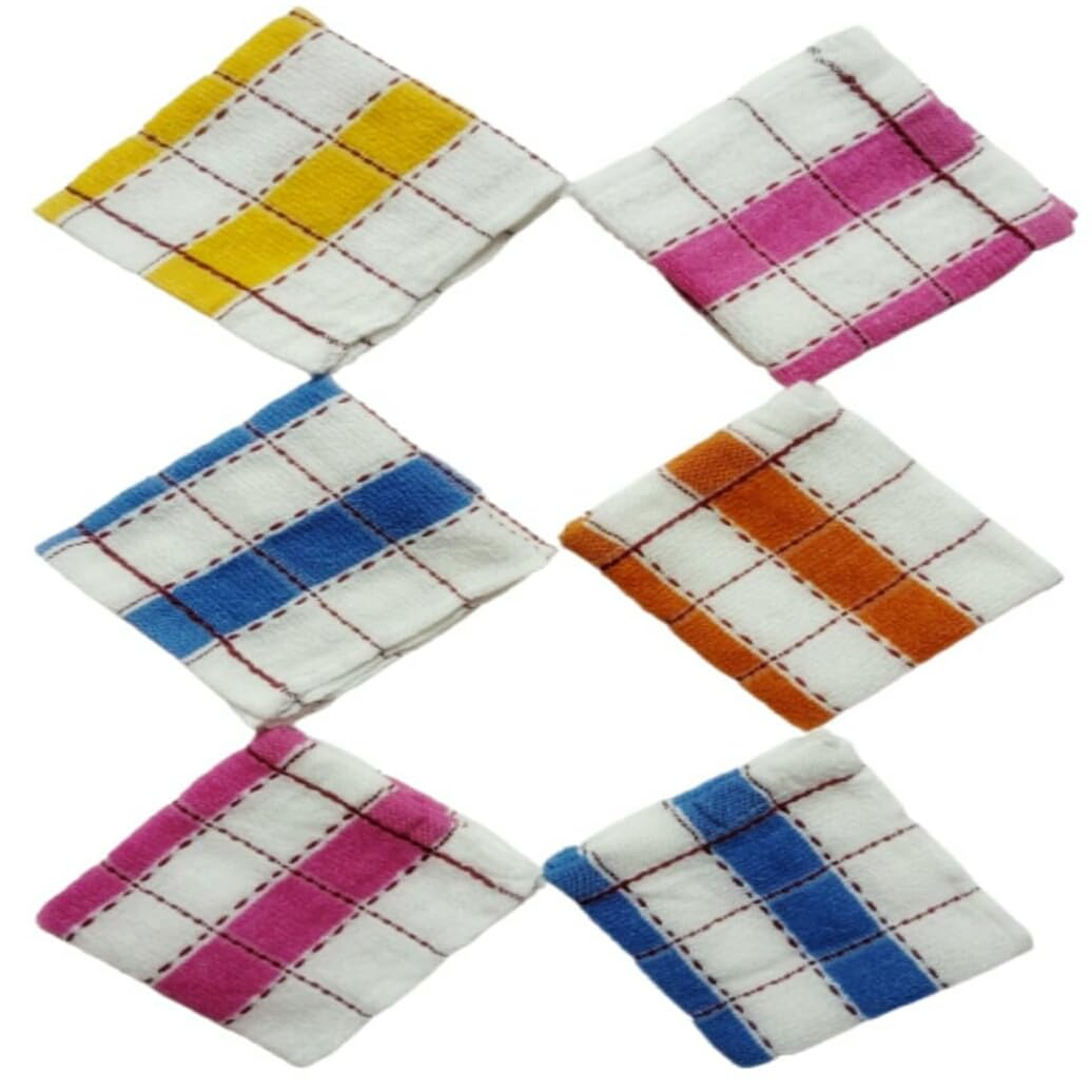 Soft Cotton Face Towels for Women & Kids - 25x25cm Small Handkerchiefs Set of 6 (Multicolor) - Perfect for Travel, Gym, Makeup Removal & Daily Use