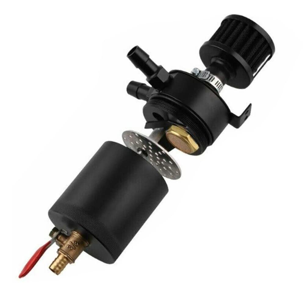 200ml Universal Aluminum Oil Catch Can with Baffled Design & Breather Filter - High Performance Oil Separator Tank Kit for Cars, Trucks & Motorcycles - Reduces Engine Sludge & Improves Performance (Ideal for Racing, Off-Road & Daily Driving)