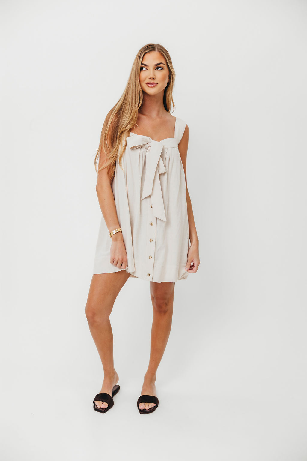 Palermo 100% Cotton Mini Dress in Cream - Summer Casual Outfit for Beach, Vacation & Date Night