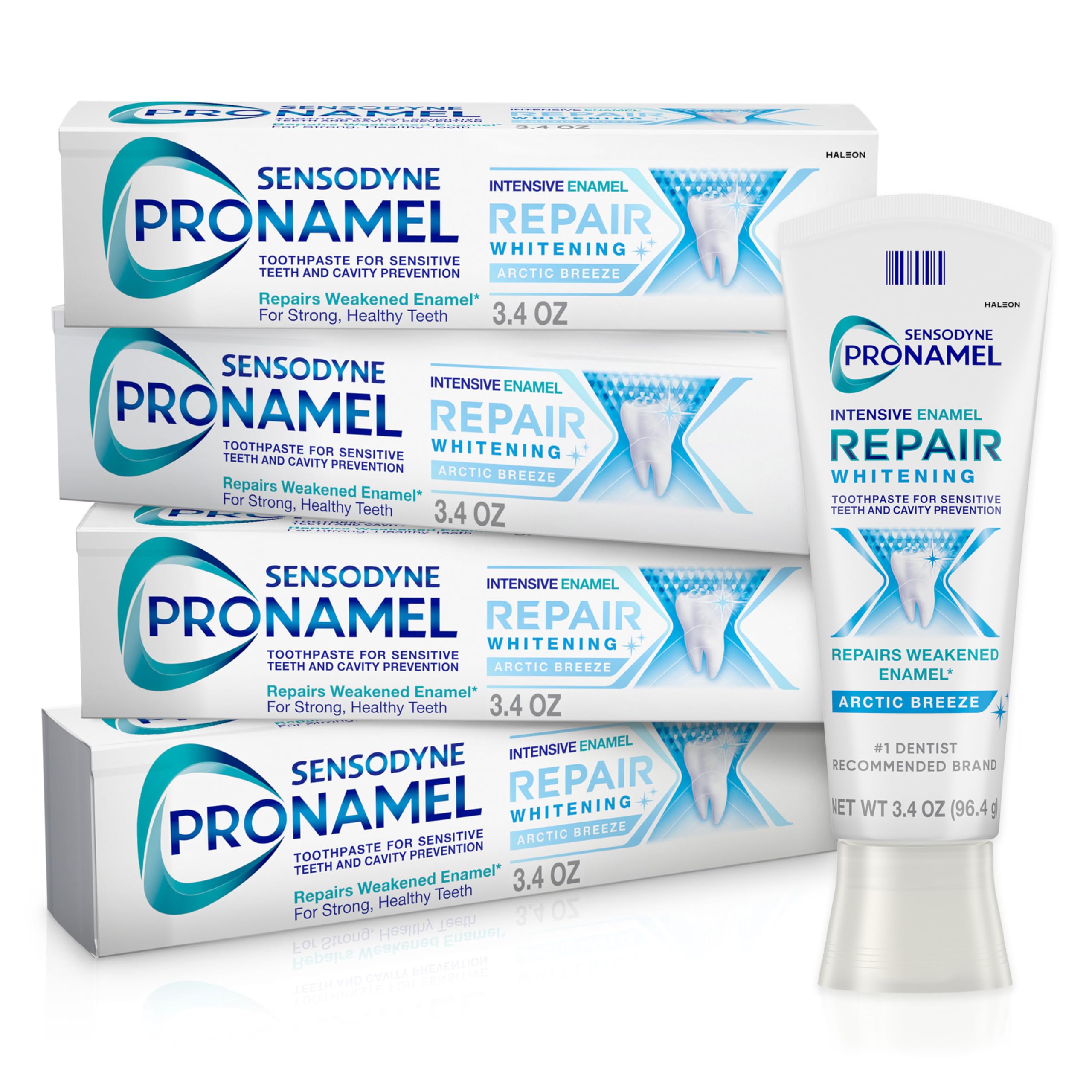 Sensodyne Pronamel Intensive Enamel Repair Toothpaste for Sensitive Teeth - Whitening, Cavity Protection & Enamel Strengthening, Arctic Breeze Flavor, 3.4 oz (Pack of 4) | Ideal for Daily Oral Care & Teeth Whitening at Home