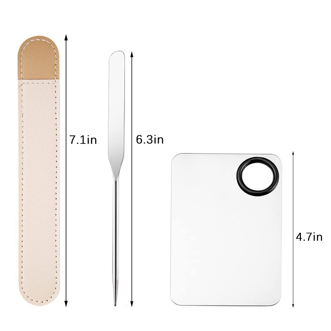 INOG Picasso Korean Makeup Spatula Set - 2 Makeup Spatulas & 2 Palettes for Foundation, Eyeshadow, Eyelash & Nail Art - Professional Cosmetic Tools for Flawless Makeup Application at Home or Salon