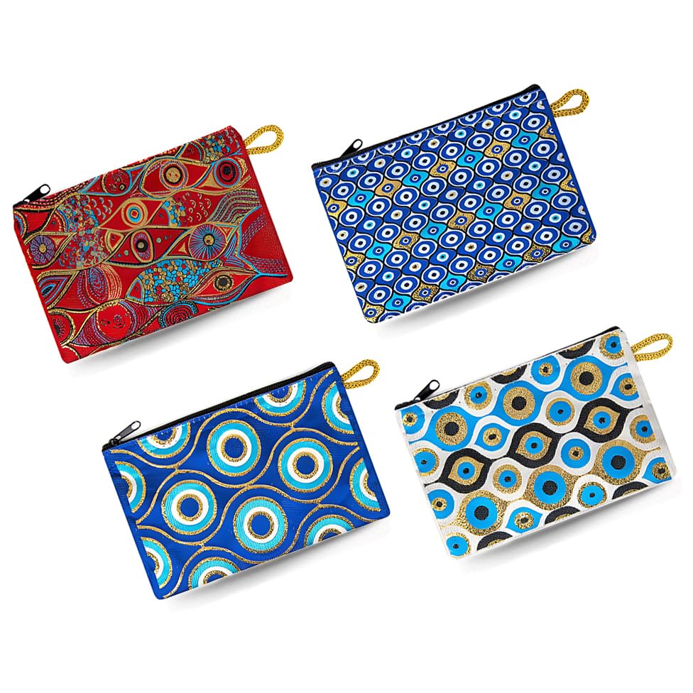 Authentic Turkish Woven Purse for Women - Stylish Patterned Zipper Pouch with Keyring, Perfect as Coin Wallet, Makeup Bag & Hip Purse | Great for Travel, Shopping & Everyday Use