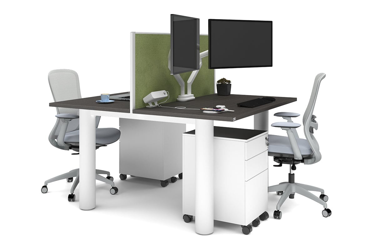 Quadro Cylinder Leg 2 Person Office Workstation Desk - 1200L x 700W Modern Office Furniture for Collaborative Workspaces & Home Offices