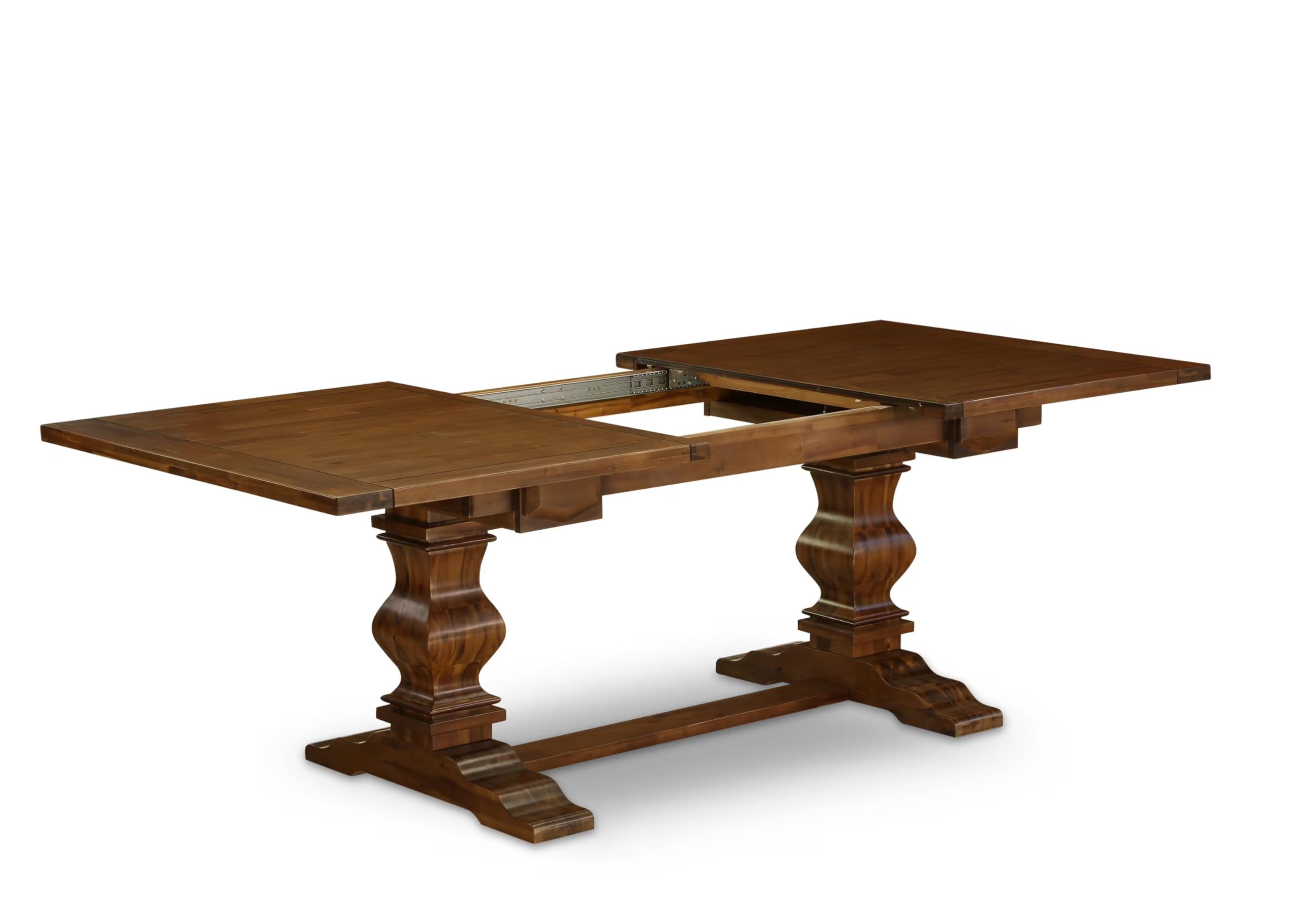 East West Furniture 5-Piece Dining Room Set - Rectangle Walnut Table with Removable Leaf & 4 Light Sable Linen Chairs, 42x92 Inch - Perfect for Family Meals, Dinner Parties & Kitchen Gatherings