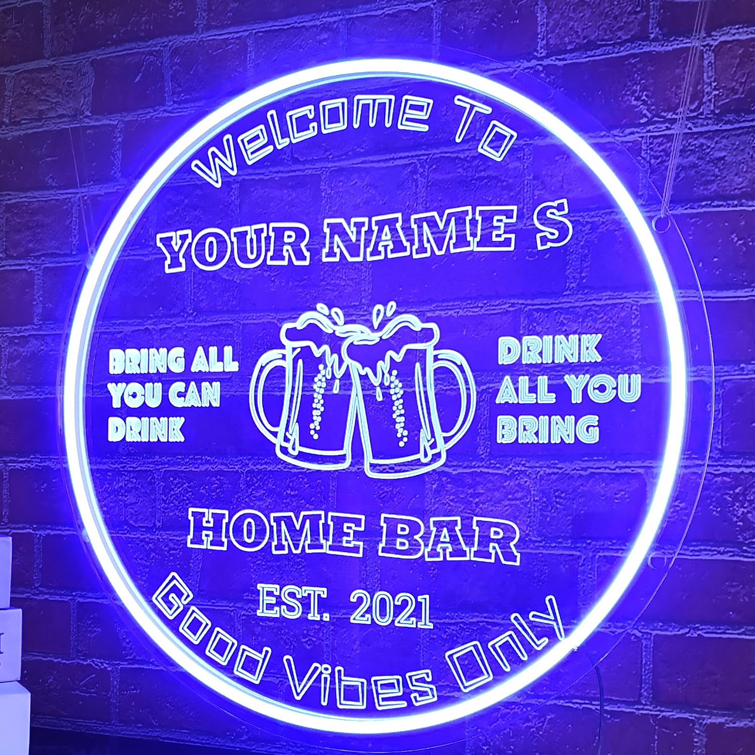 Custom LED Neon Bar Signs - Personalized Name Pub & Beer Cheers Wall Decor - 12