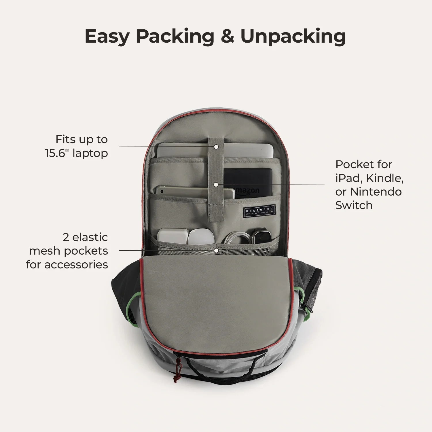 15.6 Inch Laptop Backpack for Men & Women - Waterproof Travel Backpack with USB Charging Port - Perfect for Work, School, and Business Trips