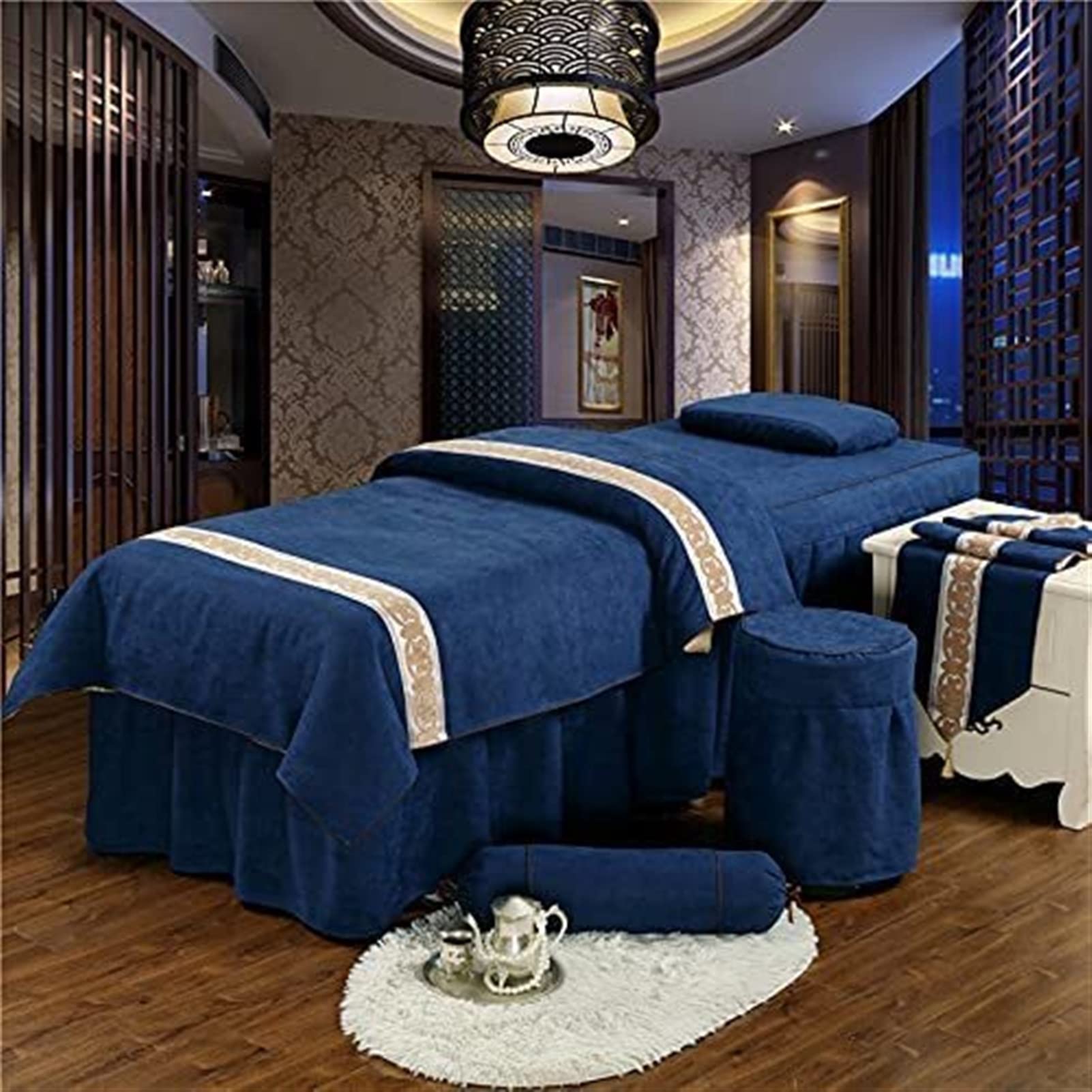 Premium 4-Piece Microfiber Massage Table Sheet Set - Spa & Beauty Bed Cover with Pillowcase & Stool Cover | Soft, Durable & Hygienic for Professional Massage, Facial, and Salon Treatments
