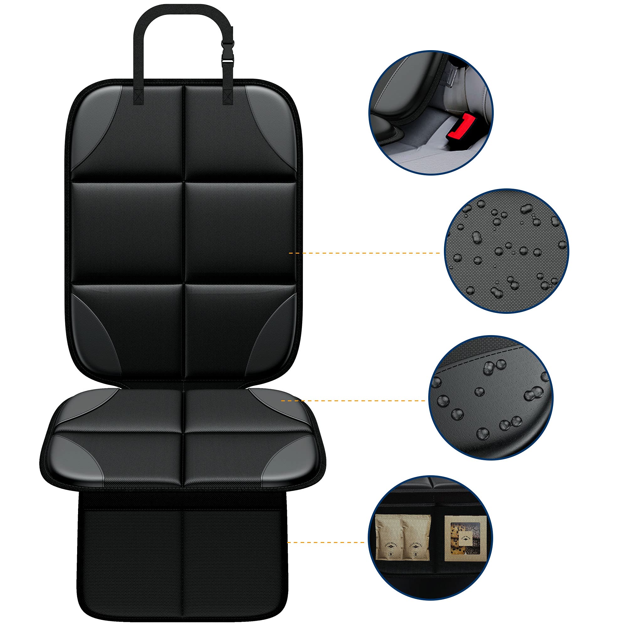 **2 Pack Waterproof Car Seat Protector for Baby & Child - 600D Fabric with 2 Storage Pockets, Crash Test Approved - Perfect for Travel, Daily Commute & Messy Eaters**