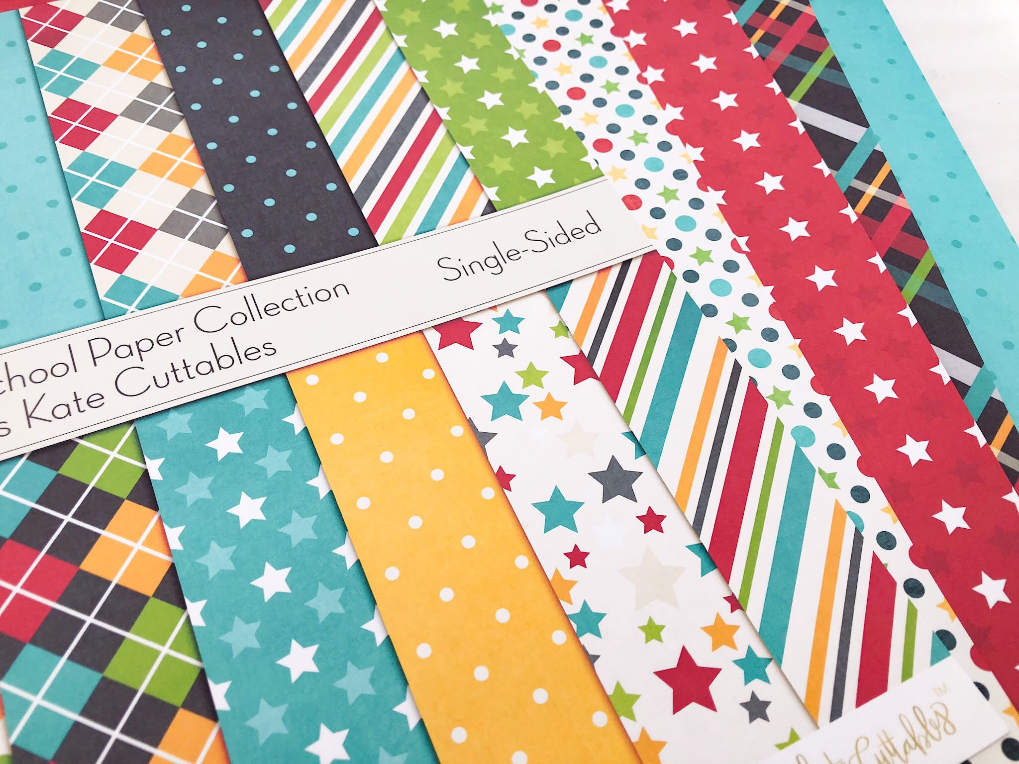 Premium Scrapbook Pattern Paper Pack - 16 Single-Sided 12x12 Inch Sheets for Back to School, DIY Crafts, Card Making & Scrapbooking - Miss Kate Cuttables Collection