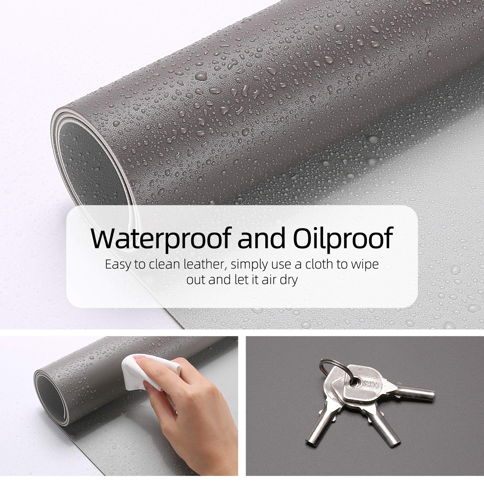 YSAGi Large Leather Desk Mat - Waterproof Dual-Sided Mouse Pad for Keyboard & Mouse (35.4