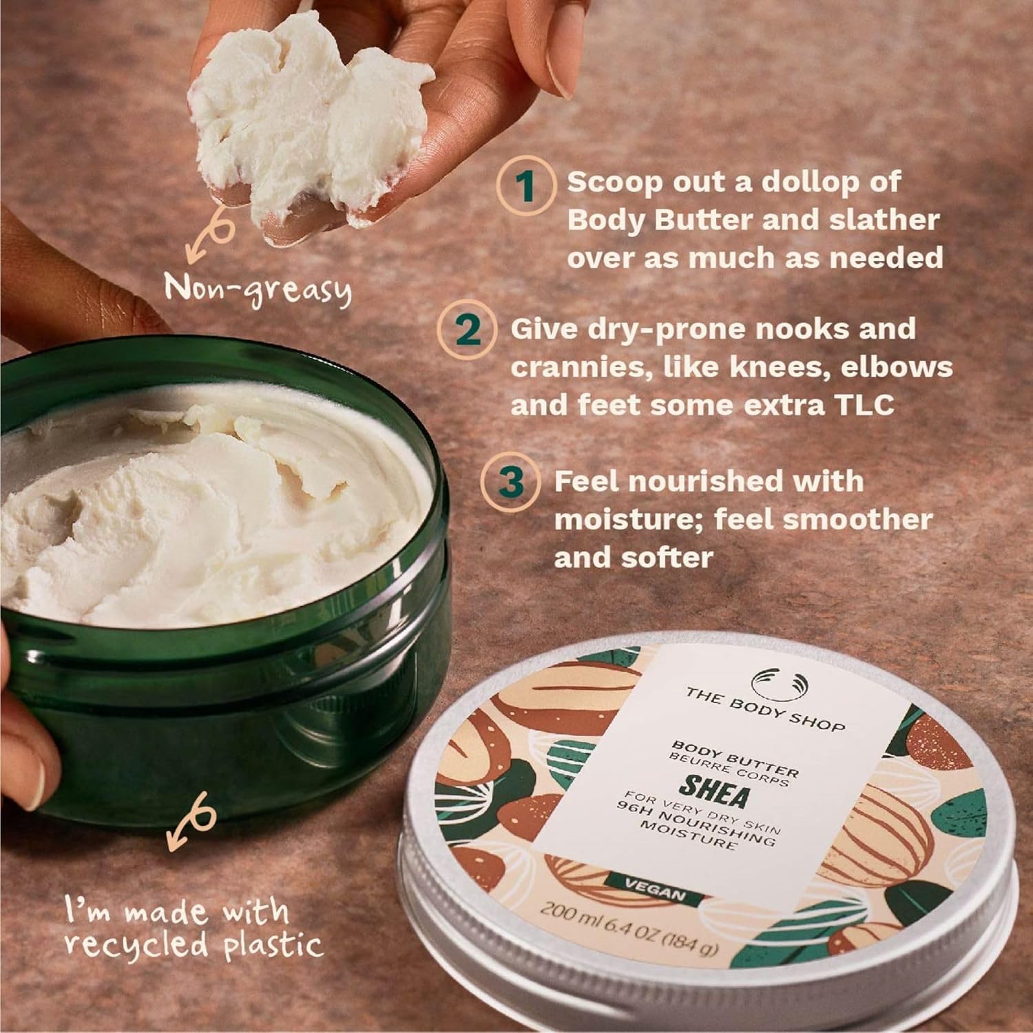 The Body Shop Shea Body Butter - 200ml | Deeply Moisturizing & Nourishing for Dry Skin | Perfect for Daily Hydration & Spa Nights