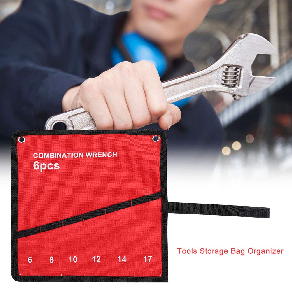 Heavy-Duty Wrench Roll Organizer with 6 Pockets - Multi-Pocket Tool Pouch for Wrenches, Spanners & Pliers - Durable Roll-Up Storage Bag for Mechanics & DIY Enthusiasts - Perfect for Toolboxes, Workshops & Garage Organization