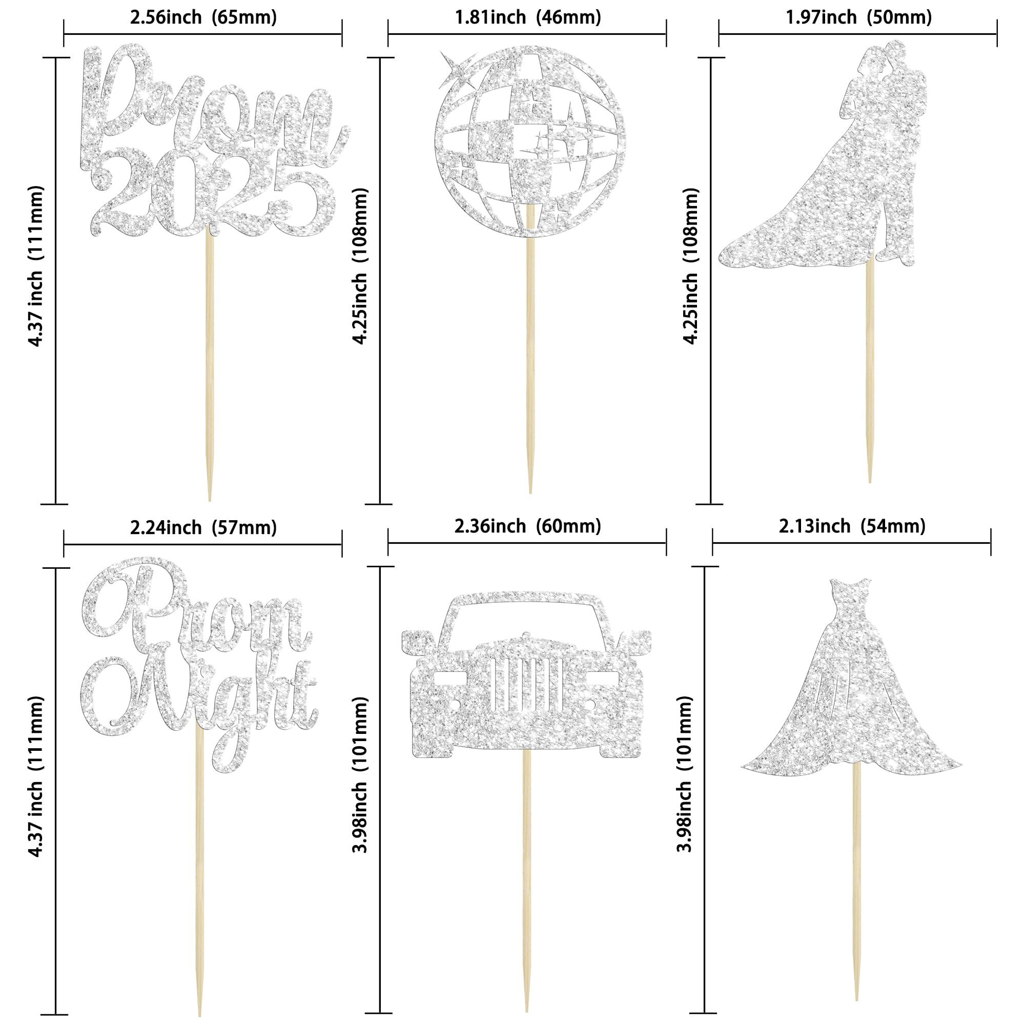 Ephlyn 24Pcs 2025 Graduation Cupcake Toppers - Glitter Prom Cake Decorations for Class of 2025, Silver Shimmer Party Supplies - Perfect for Graduation Ceremonies, Prom Nights & Celebration Cakes