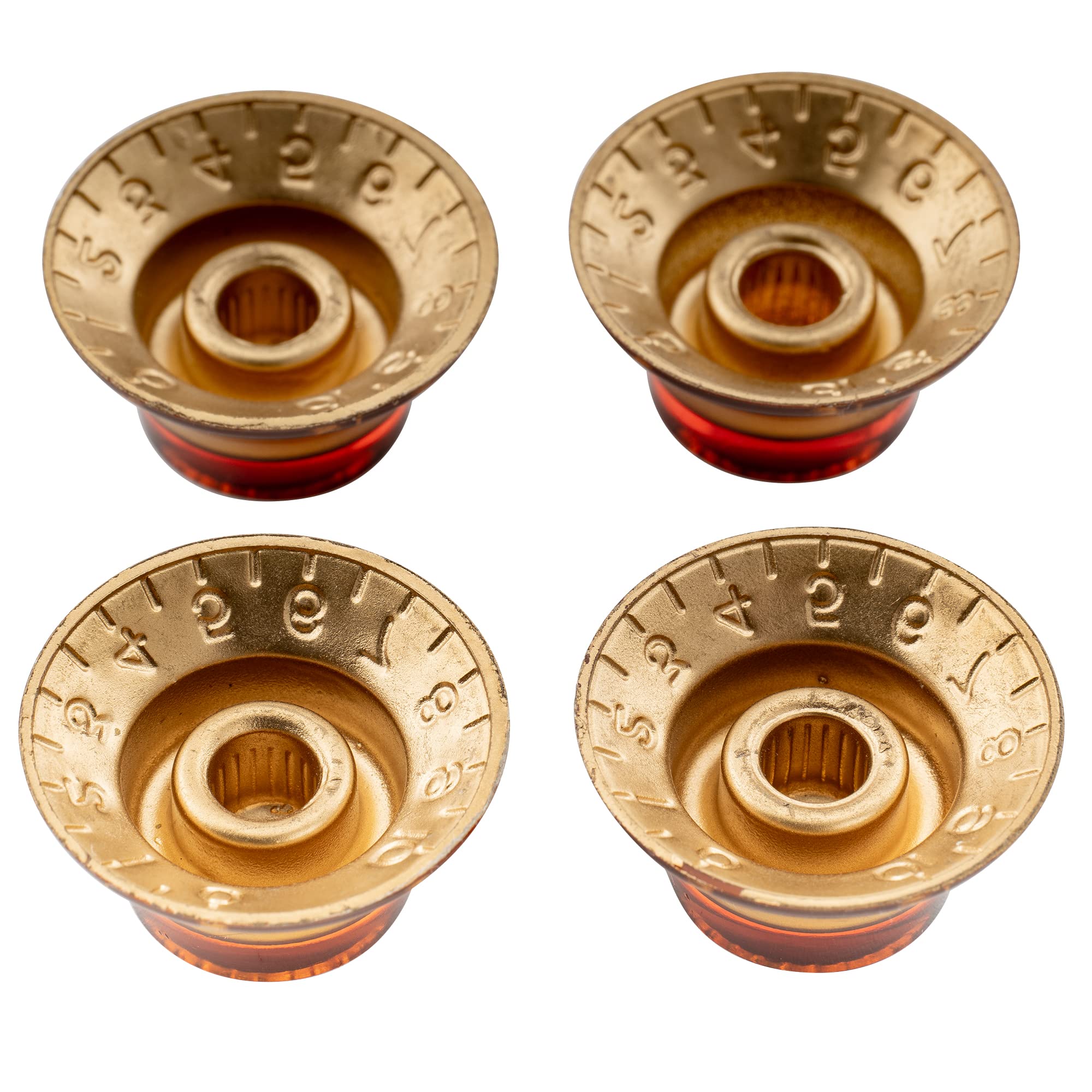 Musiclily Pro Metric Electric Guitar Top Hat Knobs - 18 Spline Bell Knobs for Epiphone Les Paul & SG Guitars (Set of 4, Amber) | Replacement Parts for Guitar Upgrades & DIY Repairs