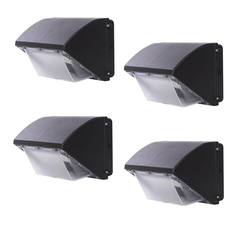 4Pack 120W LED Wall Pack Light with Dusk-to-Dawn Photocell Sensor, 16800LM 5000K Daylight - Commercial & Industrial Outdoor Security Lighting, Waterproof, UL Listed - Perfect for Front Door, Yard, Garage, Warehouse & Parking Lot Lighting