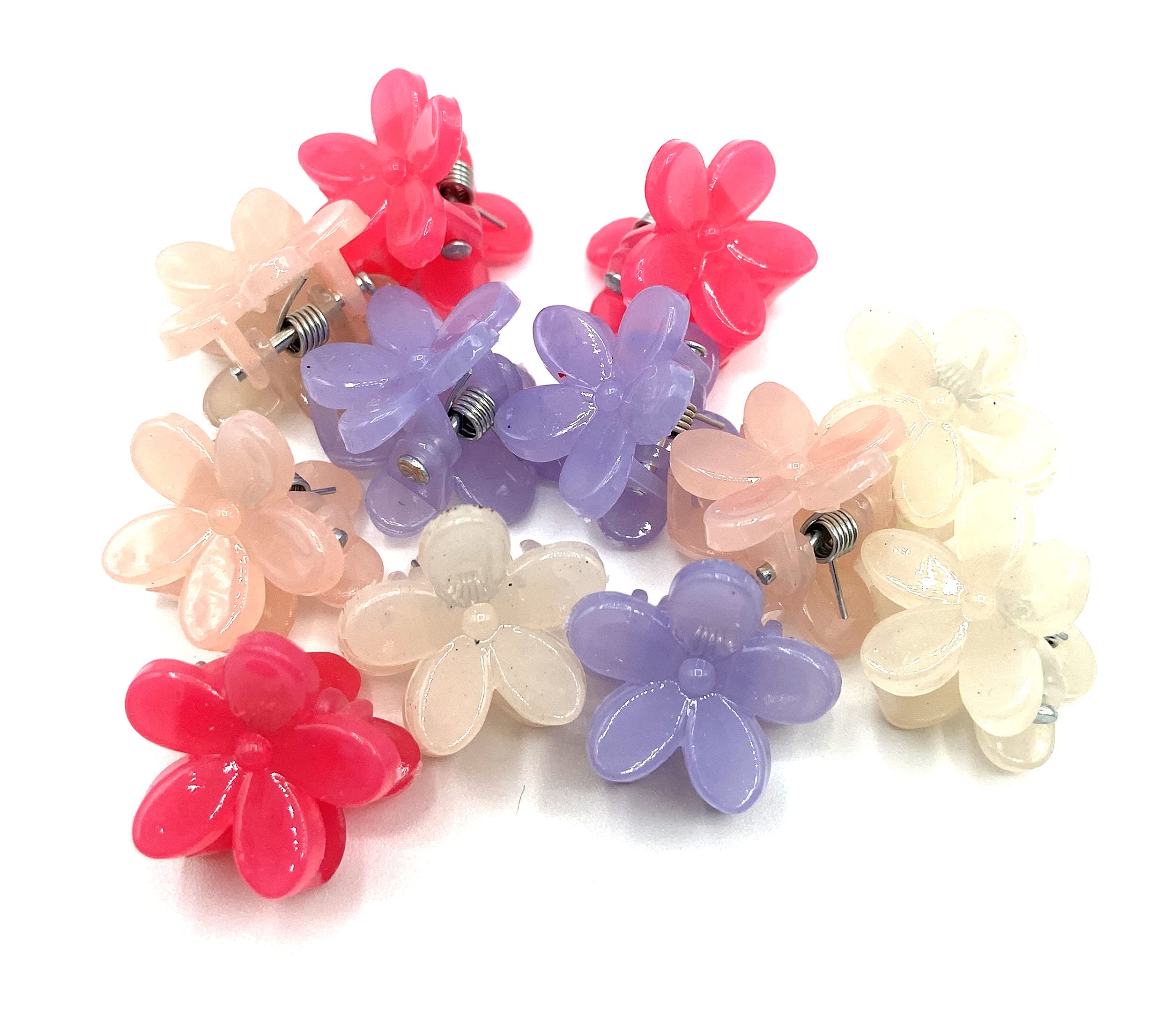12 Pack Mini Acrylic Flower Hair Clips - Cute Hair Claw Clips for Girls, Women & Teens - Perfect for School, Parties & Everyday Hairstyles