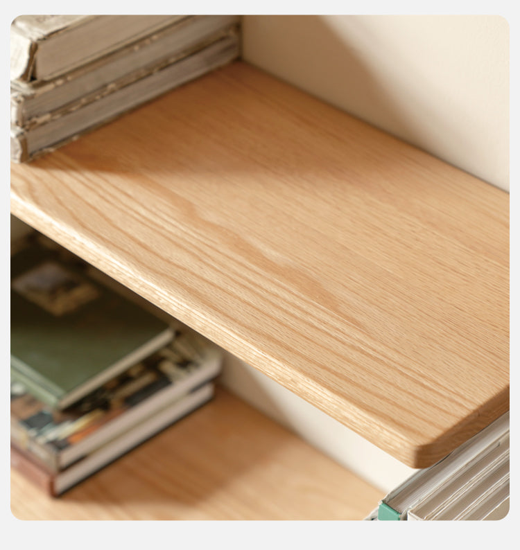 Solid Oak Wood Industrial Style Multi-Tier Storage Shelf - Perfect for Home Office, Garage & Living Room Organization