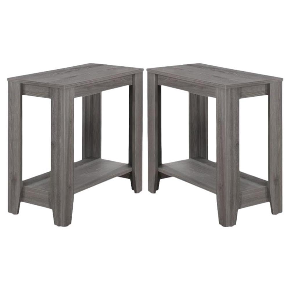 Home Square Solid Wood Tapered Leg End Table Set of 2 - Modern Gray Side Tables for Living Room, Bedroom & Office Furniture
