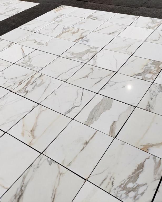 Premium Calacatta Gold Marble Tile 18x18 - Luxury Italian Marble Floor & Wall Tile for Kitchen, Bathroom, and Living Room Renovation