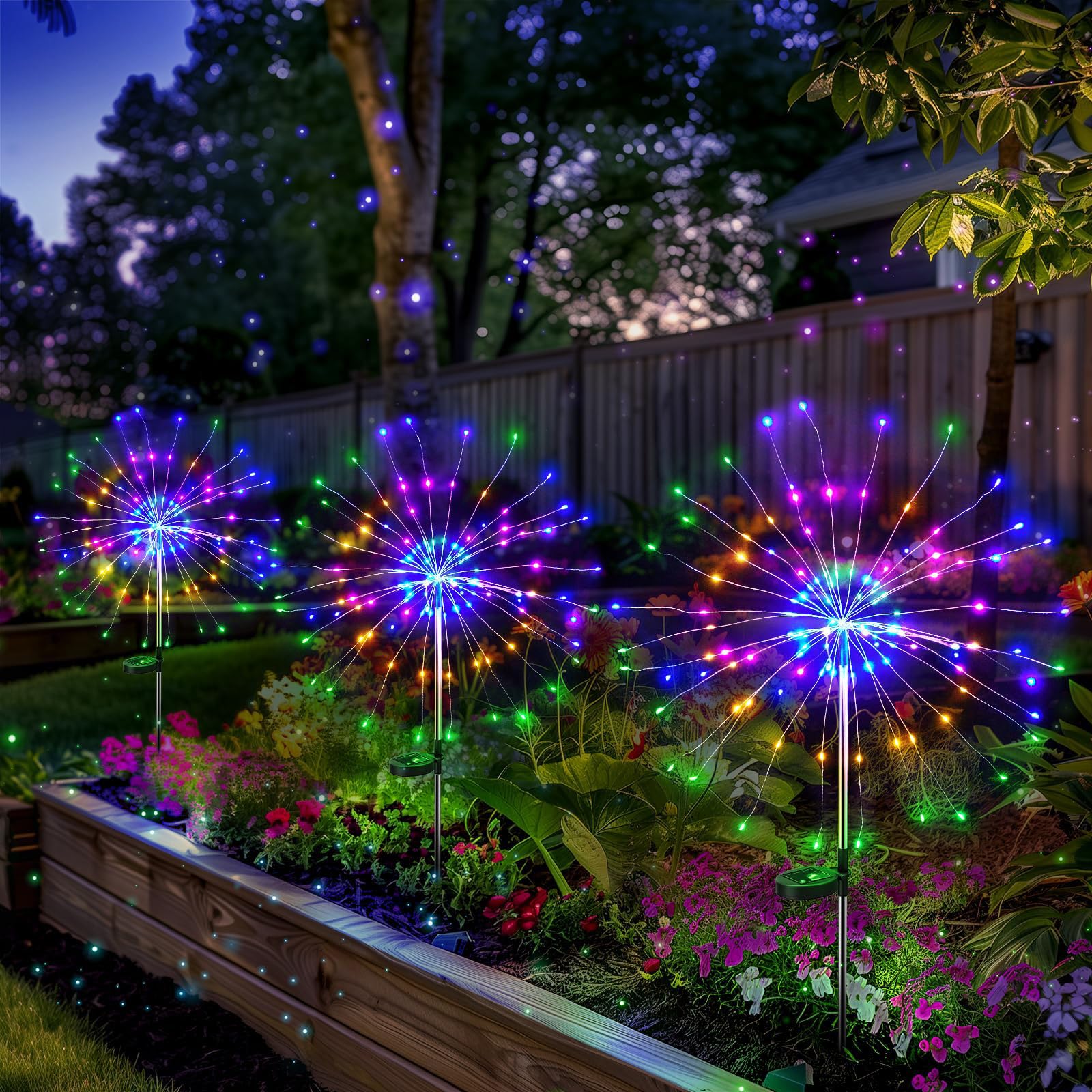 2 Pack Solar Firework Lights - 150 LED Waterproof Starburst Fairy Lights for Outdoor Garden, Yard, Patio - Christmas, Wedding, Party Decor (Warm White) - Perfect for Romantic Nights, Holiday Celebrations & Backyard Ambiance