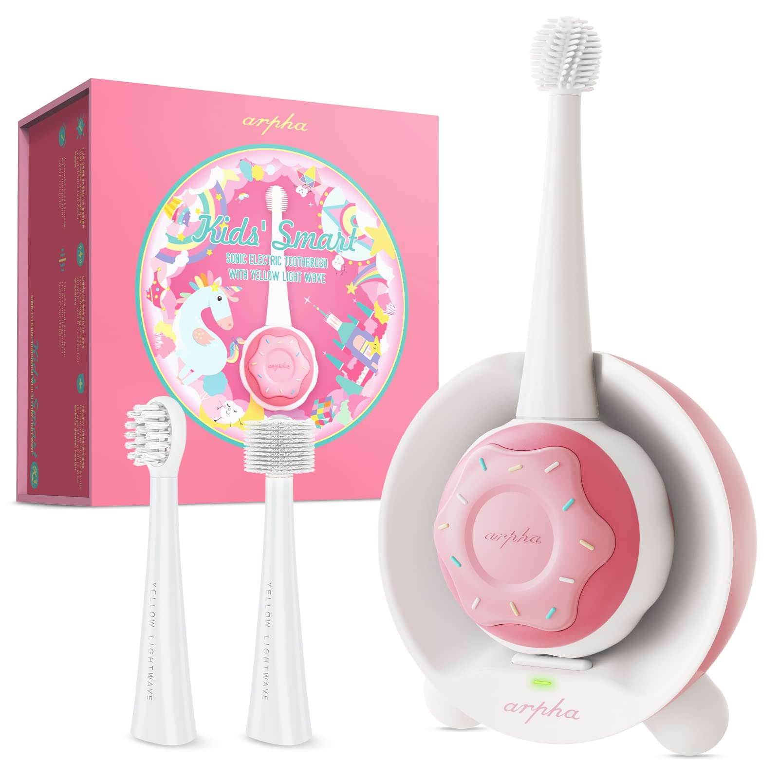 Rechargeable Kids Electric Toothbrush with LED Light - Soft Silicone Handle, 3 Cleaning Modes & 2-Minute Timer - Perfect for Babies & Toddlers Ages 1-6 (Pink) | Gentle Dental Care for First Teeth & Healthy Oral Hygiene Routine