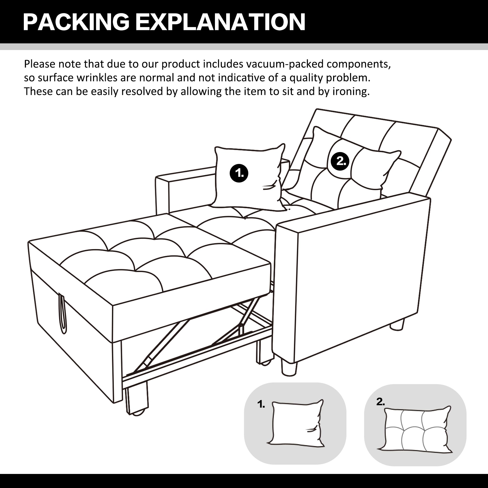 XSPRACER 3-in-1 Convertible Chair Bed - Adjustable Backrest Sleeper Sofa to Armchair & Bed, Dark Gray Linen Fabric for Living Room, Guest Room & Small Spaces