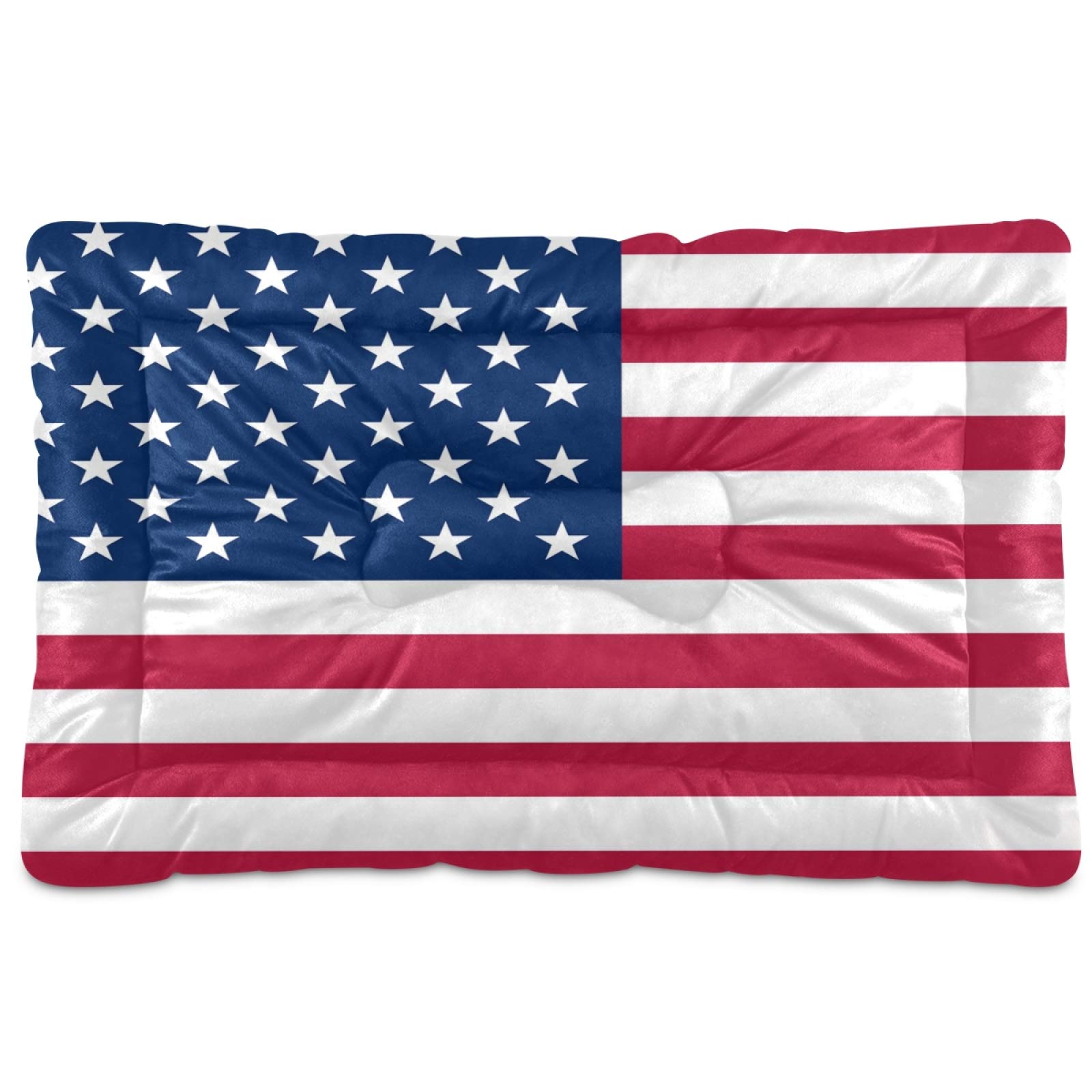 American Flag Pet Bed for Dogs & Cats - Ultra Soft Rectangle Dog Bed for Small, Medium, Large Breeds (36x24in) - Comfortable Calming Bed for Home, Office, or Travel Use