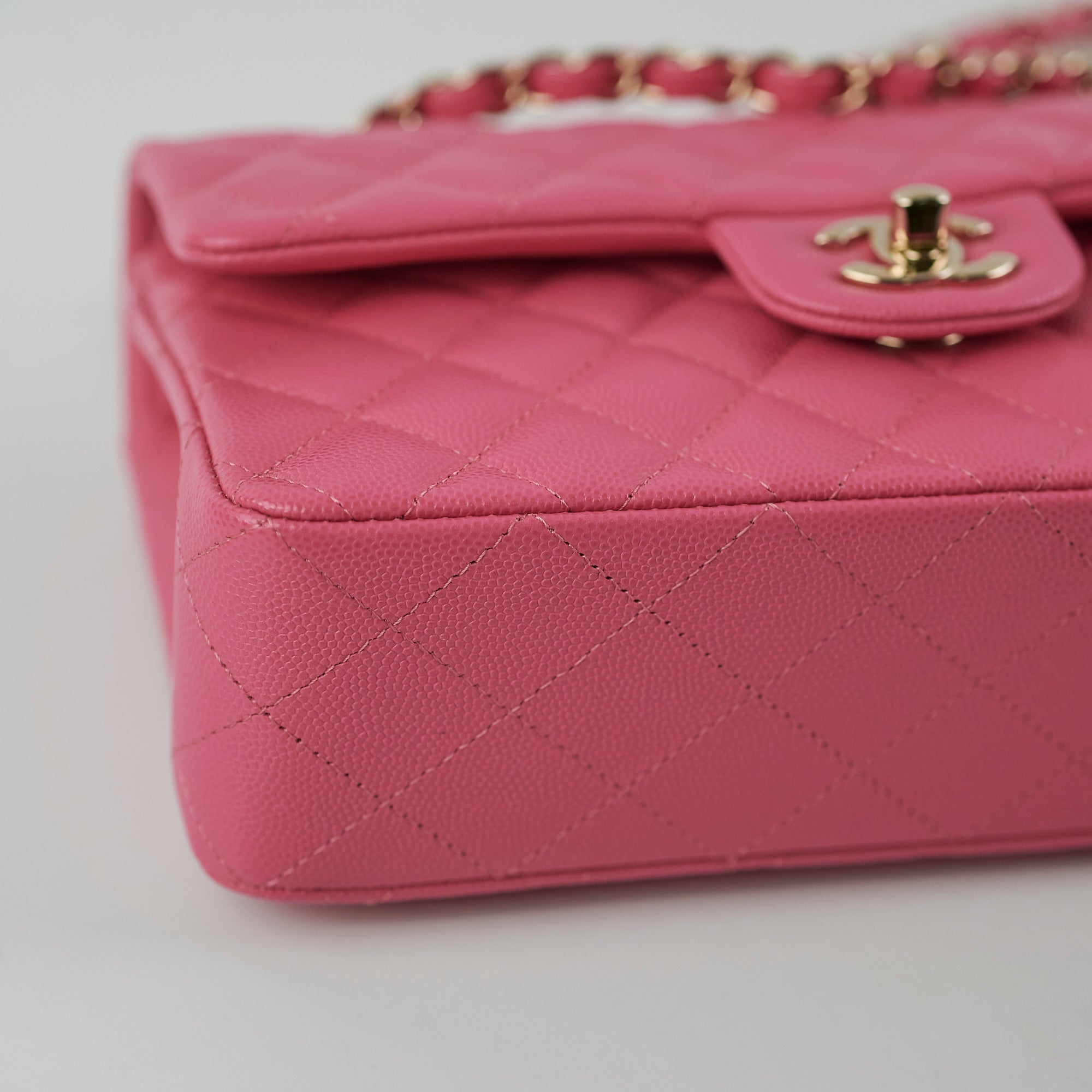 Chanel Quilted Caviar Classic Flap Small Pink Handbag - Luxury Designer Crossbody Bag for Women | Perfect for Date Nights, Parties & Special Occasions