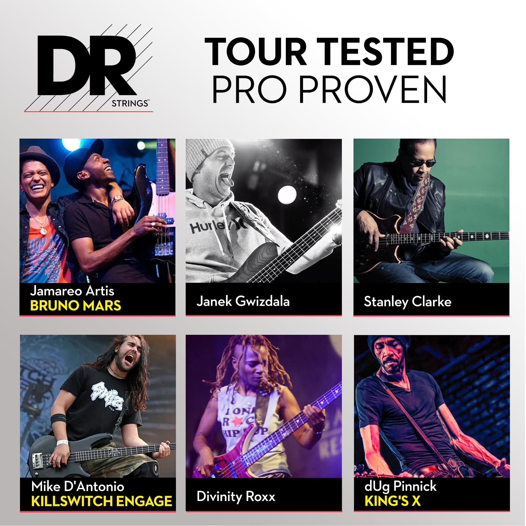 DR Strings HI-BEAMS Stainless Steel 4-String Bass Guitar Strings (50-110 Gauge) - Round Core for Enhanced Tone & Durability | Perfect for Rock, Metal & Studio Recording
