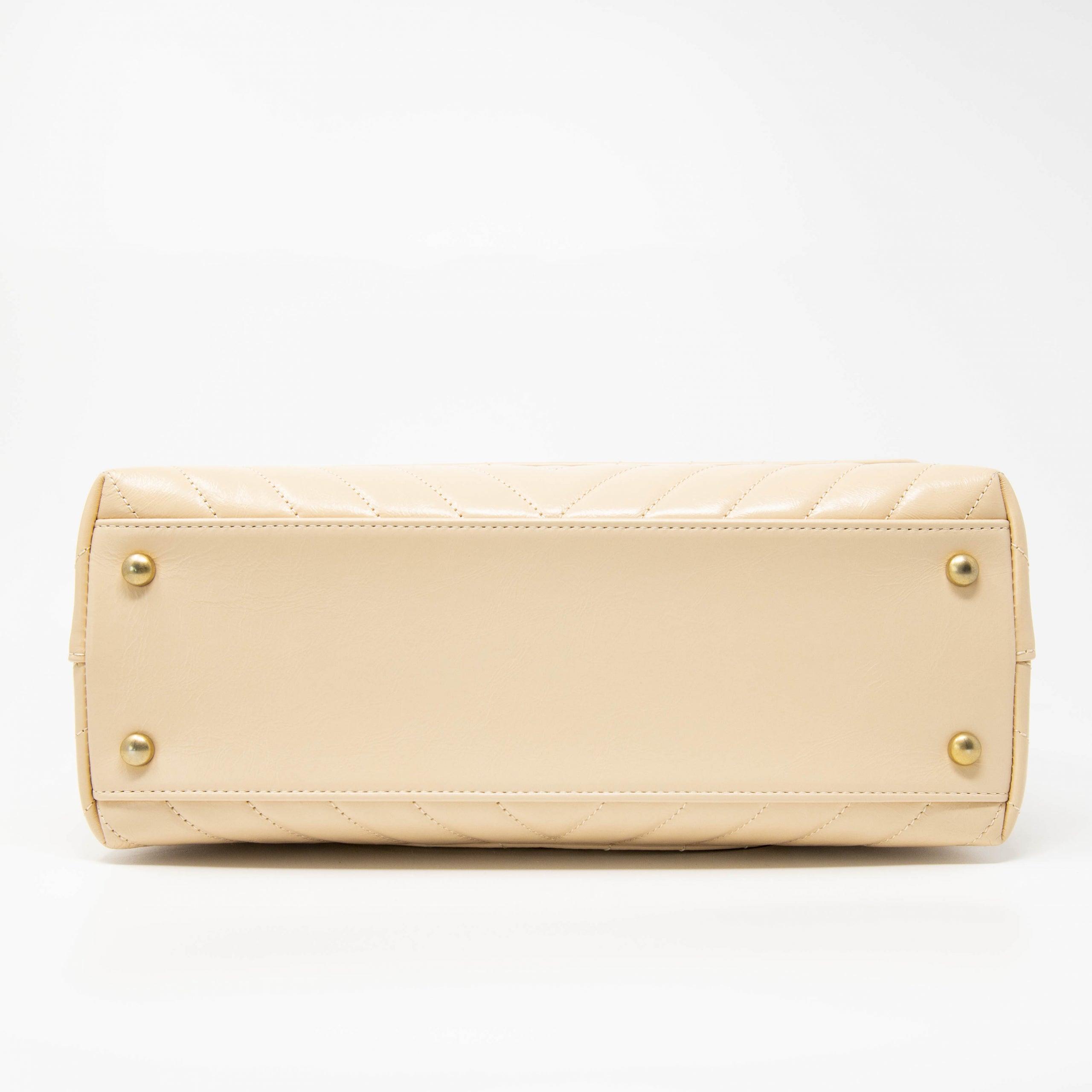 Chanel Beige Medium Coco Handle Bag - Classic Quilted Leather Crossbody & Shoulder Purse for Women | Perfect for Work, Date Night & Special Occasions