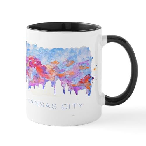 White/Black Inside - Kansas City Skyline Watercolor Mugs