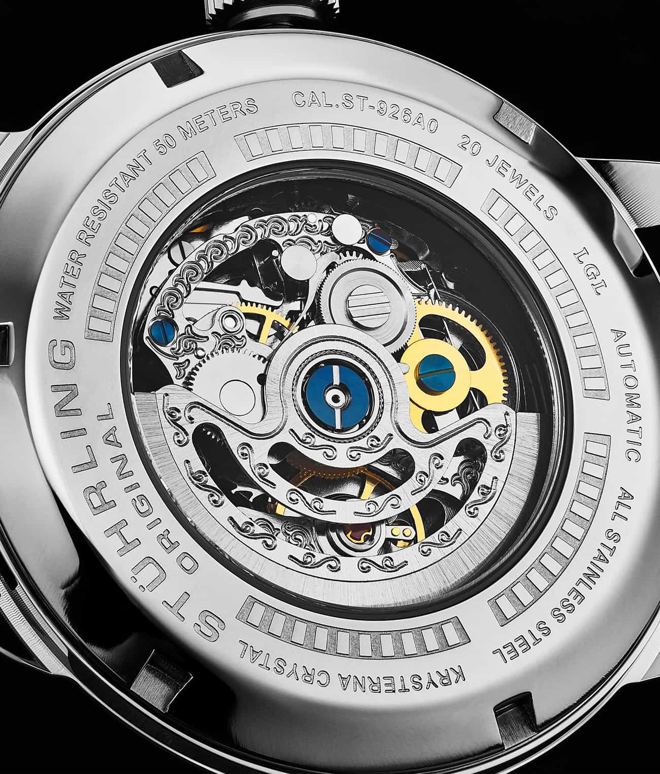 Delphi 696 Automatic 44mm Skeleton Watch for Men - Luxury Mechanical Timepiece with Open Heart Design - Perfect for Business, Formal Events & Gift Giving