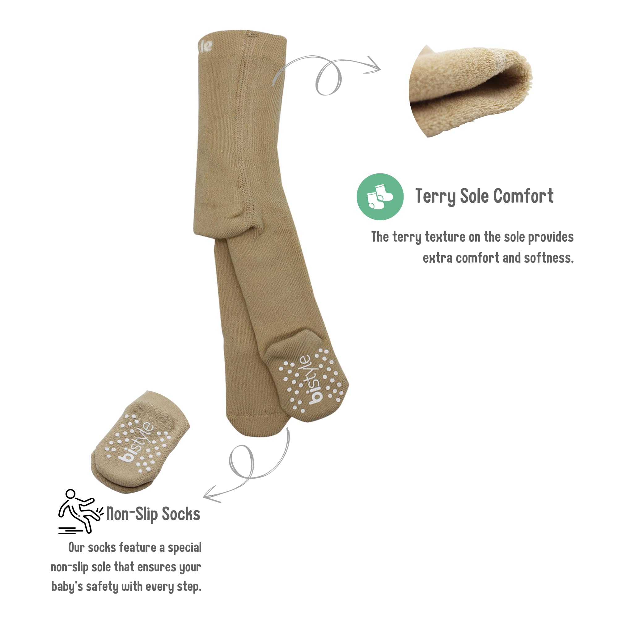 Bistyle Baby Girls Thick Warm Soft Organic Cotton Tights & Leggings | Non-Slip Pantyhose for Newborns, Infants & Toddlers | Perfect for Winter, Playtime & Everyday Comfort