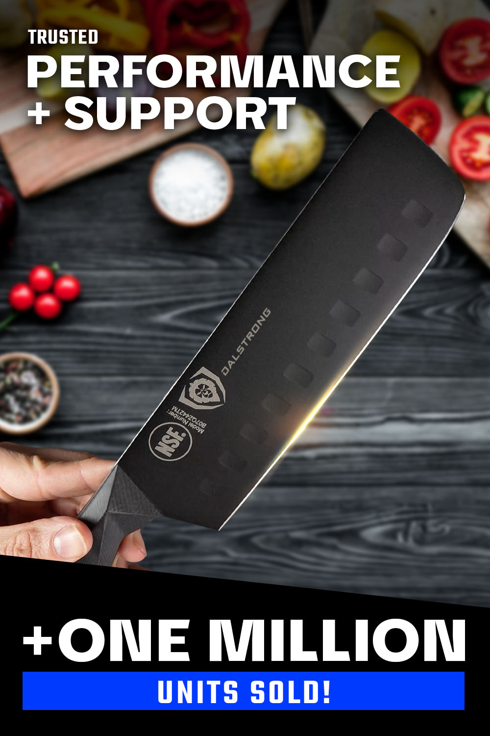 Premium Nakiri Vegetable Knife 7 Inch - Shadow Black Series Japanese Kitchen Knife - NSF Certified Professional Chef Knives - Dalstrong - Perfect for Chopping Vegetables, Slicing Herbs & Meal Prep