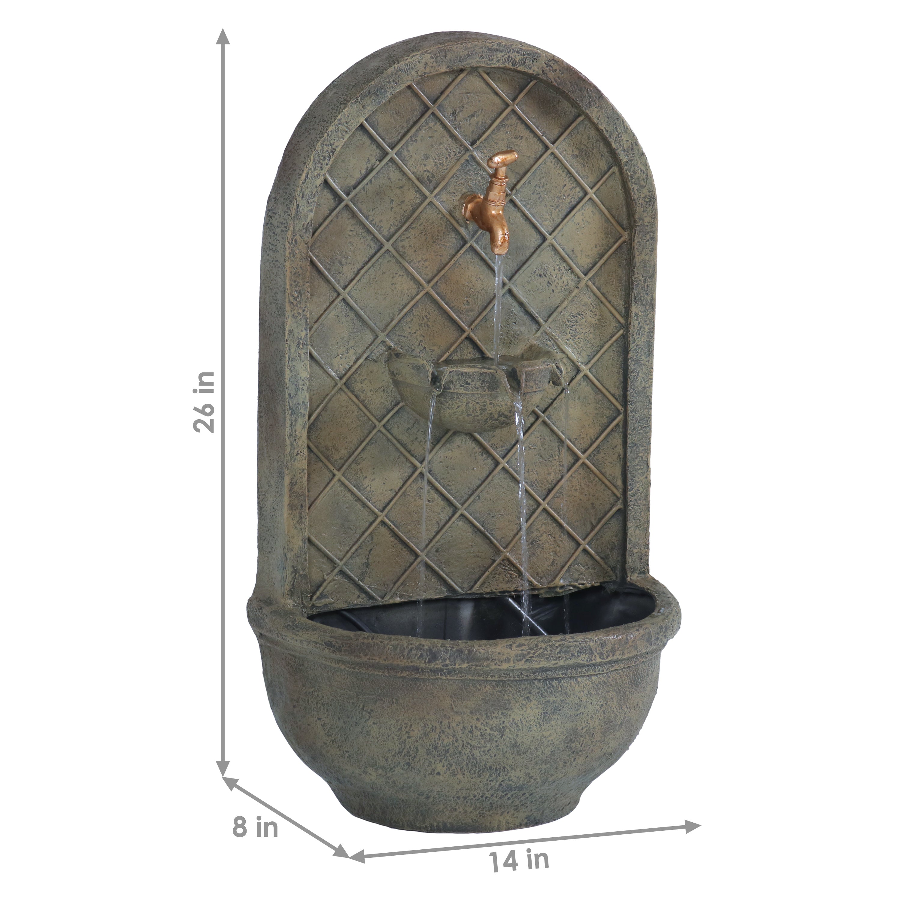 Sunnydaze Messina Outdoor Wall Fountain with Submersible Pump - 26 Inch Height, Water Feature for Garden, Patio, Backyard Decor - Perfect for Relaxation and Meditation Spaces