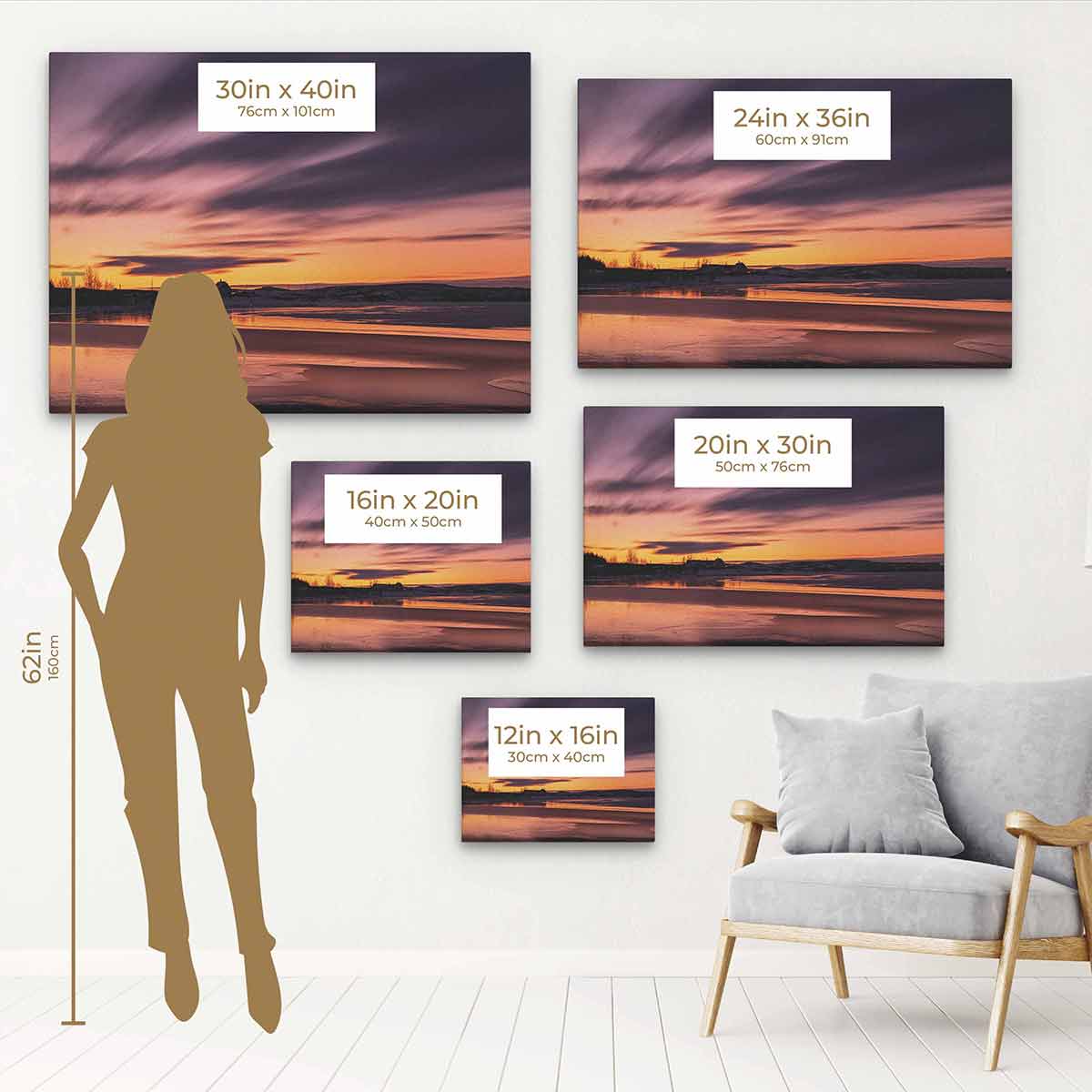 Purple Sunset Wall Art Canvas Print - Modern Home Decor for Living Room, Bedroom & Office - Stunning Landscape Painting for Interior Design