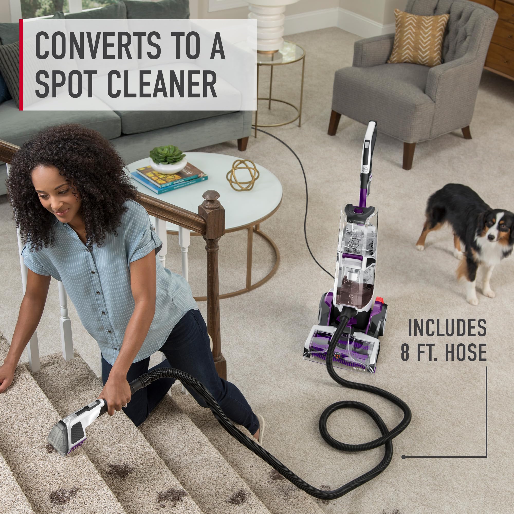 Hoover SmartWash Pet Automatic Carpet Cleaner with Spot Chaser Stain Remover Wand (FH53000PC) + Oxy Deep Cleaning Carpet Shampoo Concentrate (116 oz, AH31936) - Powerful Pet Hair & Stain Removal for Carpets, Upholstery, and Rugs - Ideal for Homes with Pets, Kids, and High-Traffic Areas