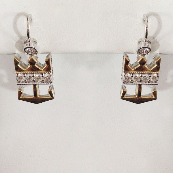 14K Two Tone Diamond Stud Earrings for Women - Elegant Gold and Silver Hoop Earrings for Everyday Wear, Gift, Wedding & Special Occasions