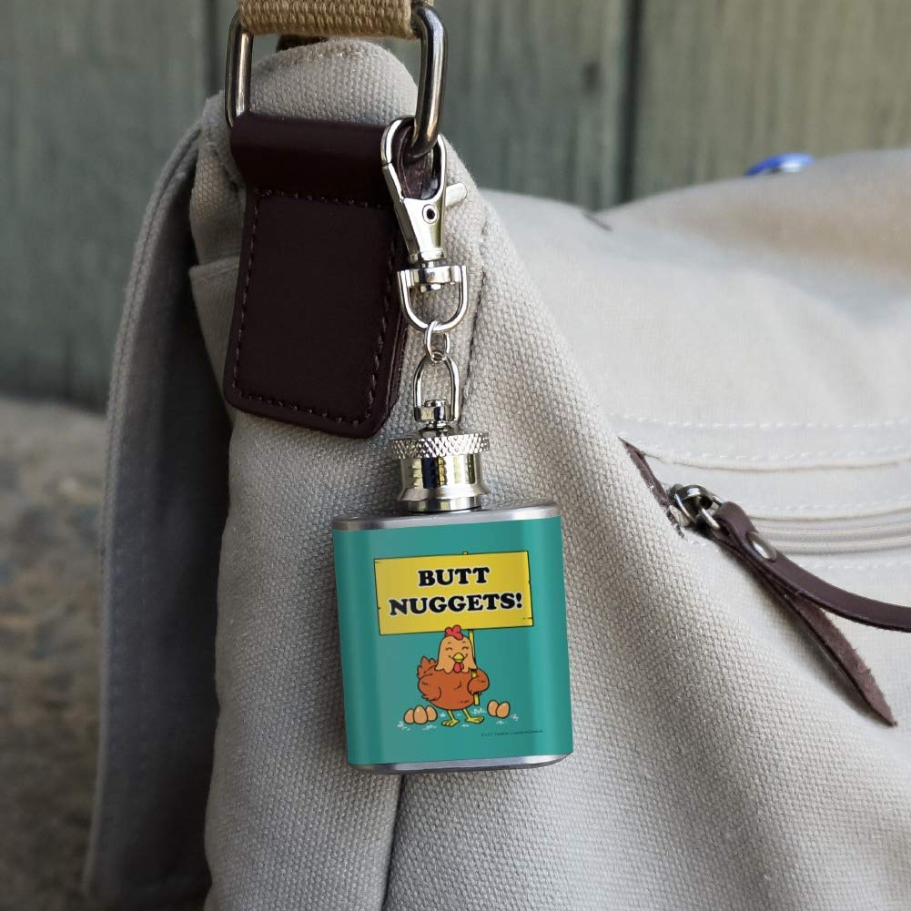 Funny Chicken Egg Mini Flask Keychain - 1oz Stainless Steel Humor Gift for Parties, Travel & Everyday Carry