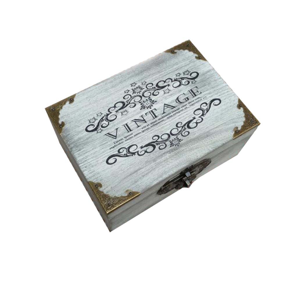 Vintage Wooden Jewelry Box with Lock - Light Green | Cosmetic & Jewelry Storage Organizer for Bedroom, Bathroom & Travel