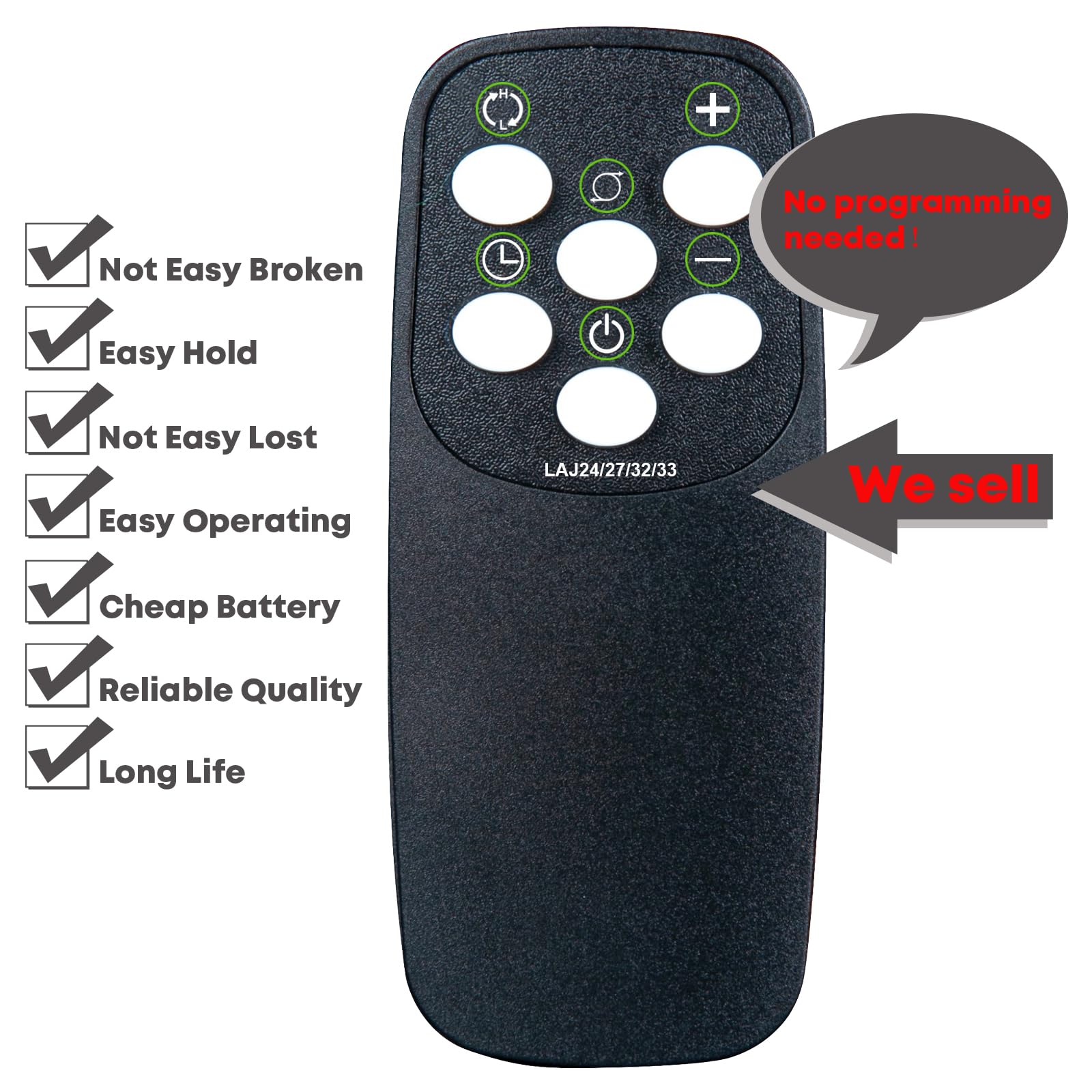 Lasko 6435, CT30750 & CT30753 Tower Space Heater Replacement Remote Control - Compatible with Oscillating Ceramic Heaters - Perfect for Home, Office & Bedroom Use