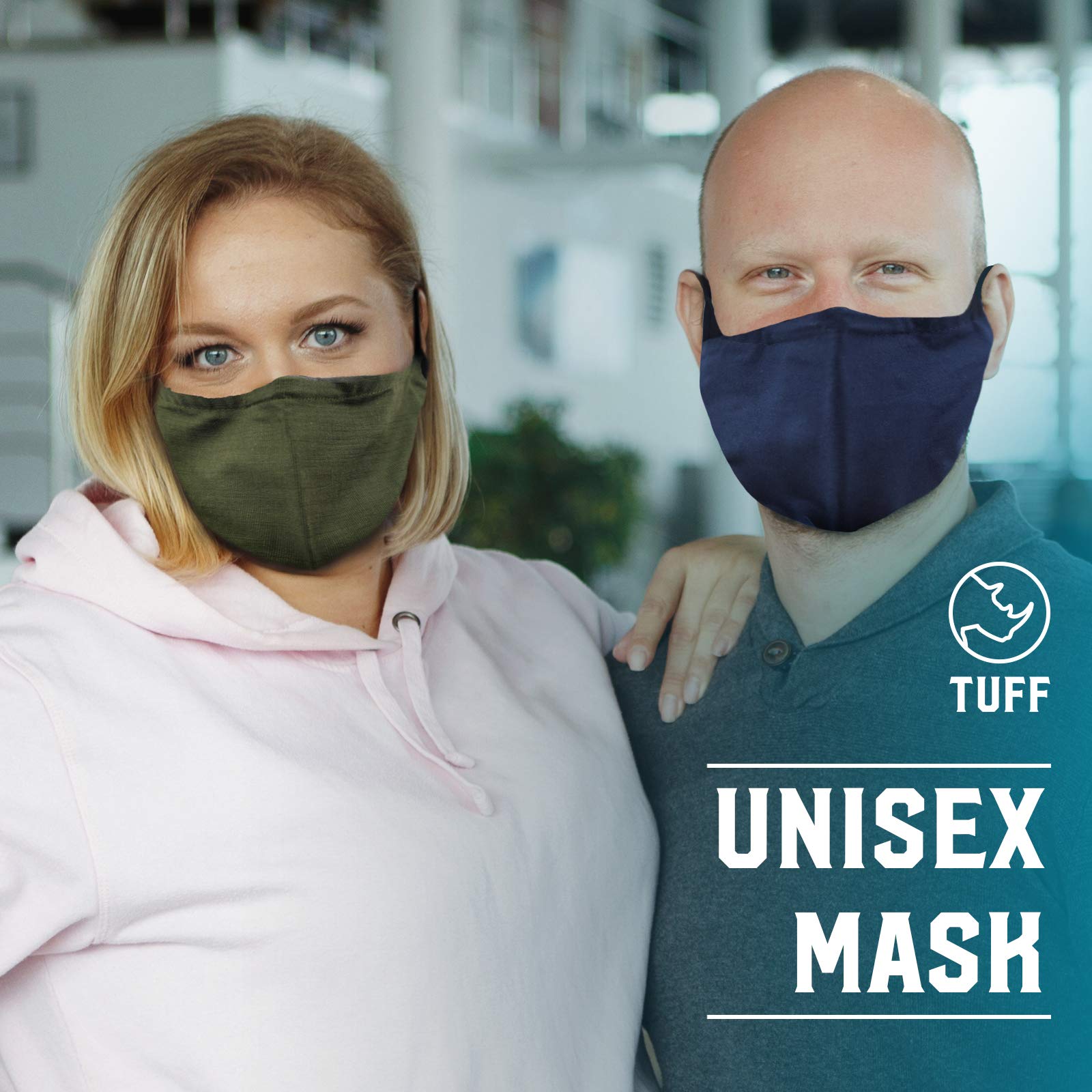 TUFF 3-Pack Reusable Cotton Face Masks for Adults - XL & 2XL Sizes, 3-Layer Breathable Protection for Daily Use, Work, and Travel