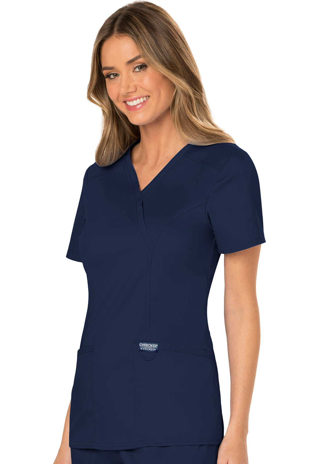 Women's 3 Pocket Mock Wrap Scrub Top - Comfortable Medical Uniform for Nurses & Healthcare Professionals - Perfect for Hospital Shifts & Clinical Work