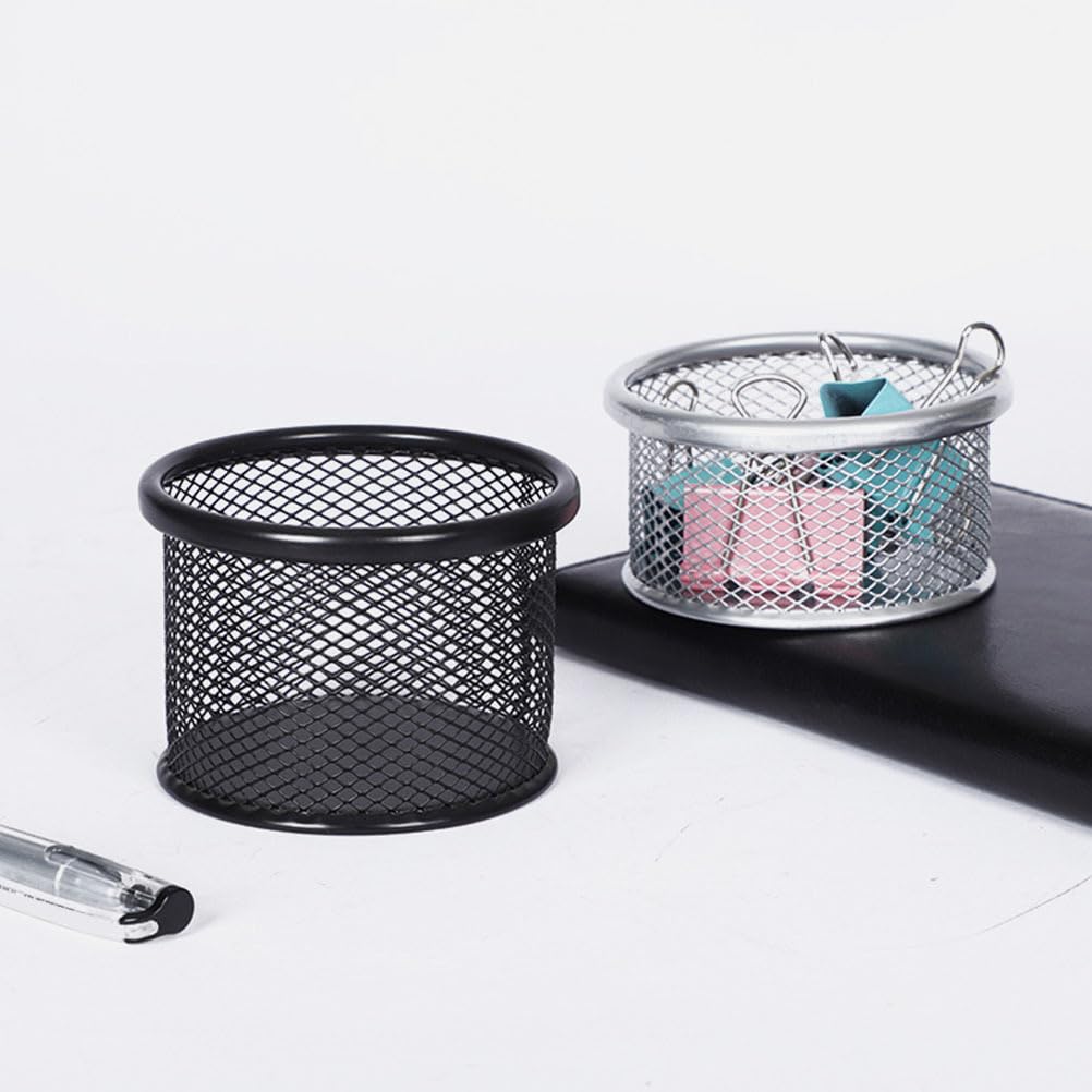 4Pcs Silver Iron Wire Mesh Paper Clip Holder for Desk - Office Desk Organizer & Paper Clip Dispenser - Perfect for Office, School, Home, and Workspace Organization