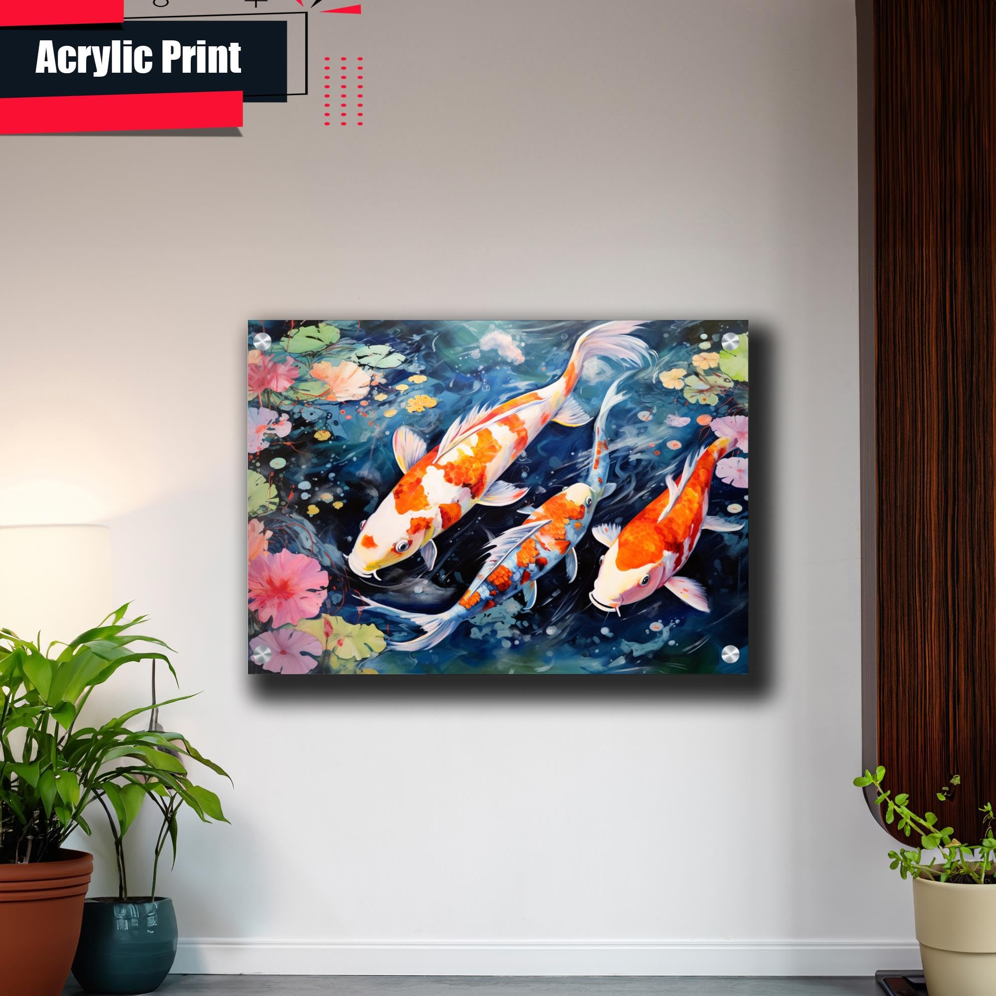 Japanese Koi Fish Art Print - Zen Wall Decor for Home & Office