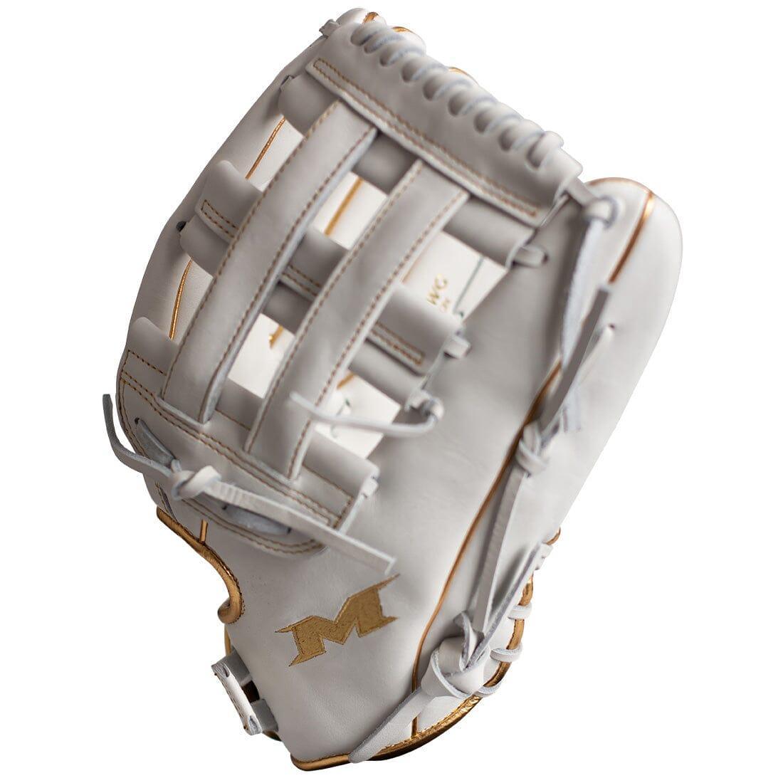 Miken Gold Pro Series 13 Inch White Slowpitch Softball Fielding Glove (PRO130 WG) - Premium Leather for Adult Players - Perfect for Outfield & Infield Defense