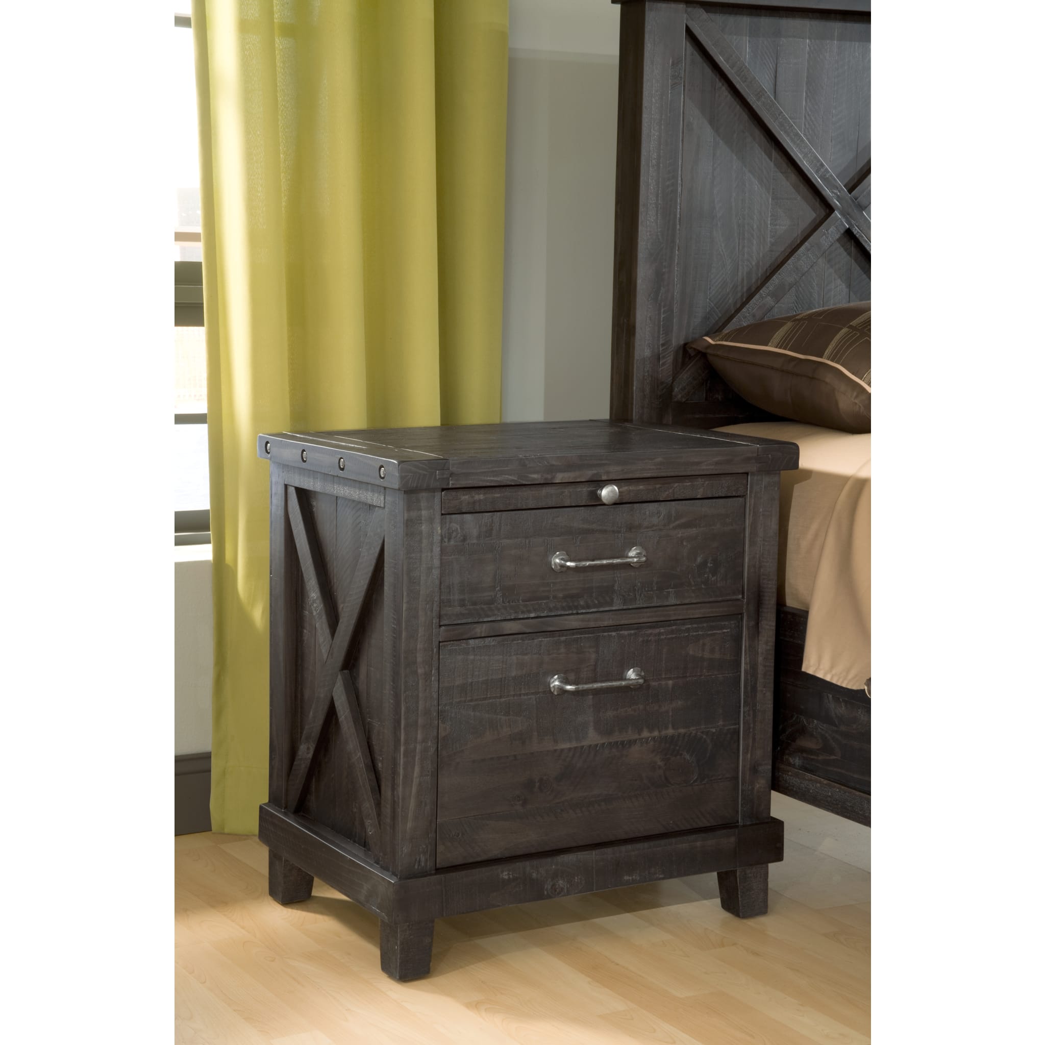 Yosemite Solid Wood Nightstand in Cafe Brown - Modern Bedside Table with Drawer for Bedroom, Living Room, or Office - Durable Nightstand with Storage Space
