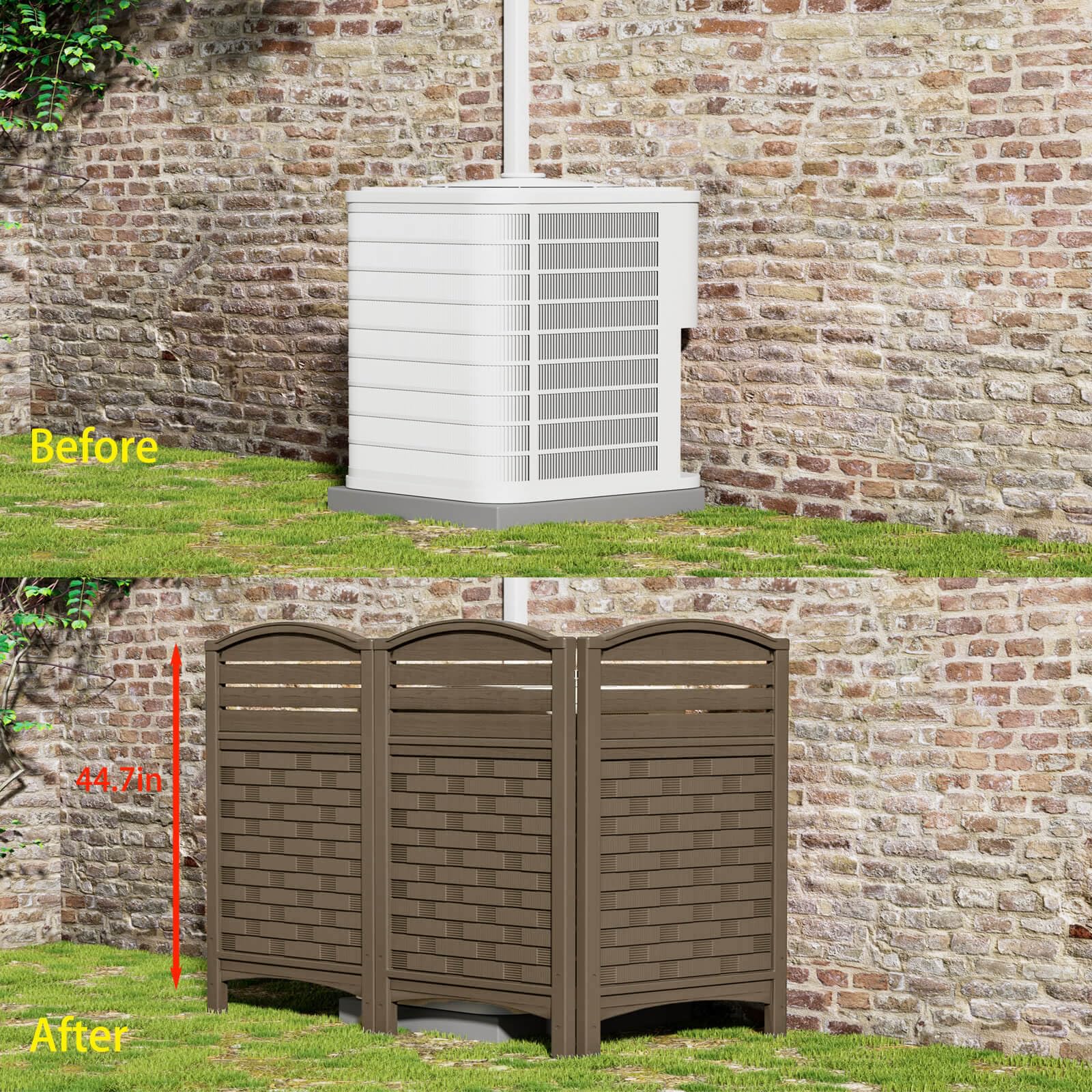 ADDOK 4-Panel Vinyl Privacy Fence Screen for AC Units & Outdoor Equipment - 45