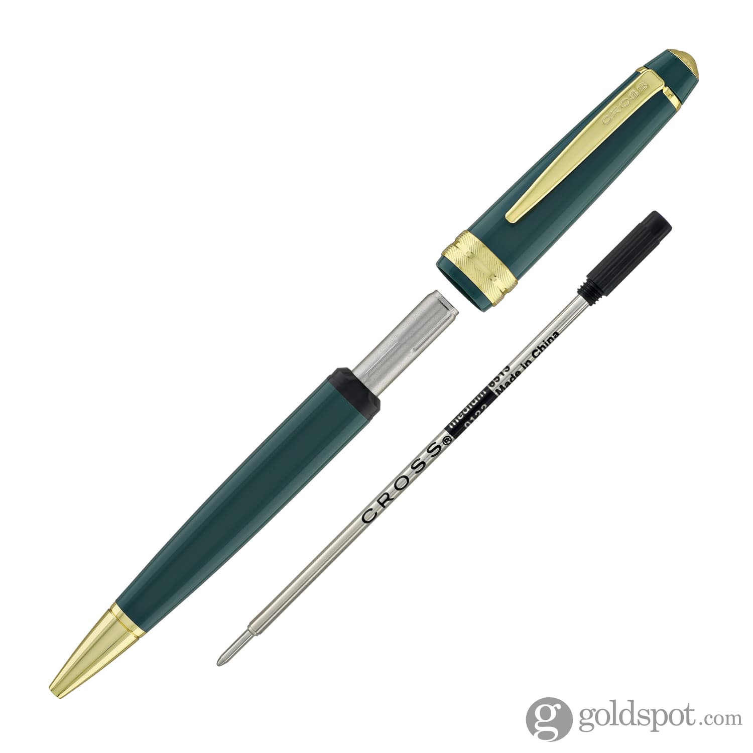 Premium Cross Bailey Light Ballpoint Pen - Glossy Green Resin with Gold Trim for Office, School & Gift Giving